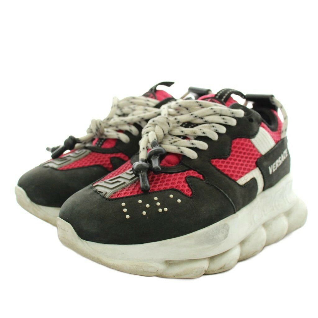 【中古】ヴェルサーチ ヴェルサーチェ VERSACE チェーンリアクション スニーカー シューズ 厚底 36 マルチカラー ピンク 黒 ブラック 白 ホワイト /AN57 レディース 【ベクトル 古着】 260319