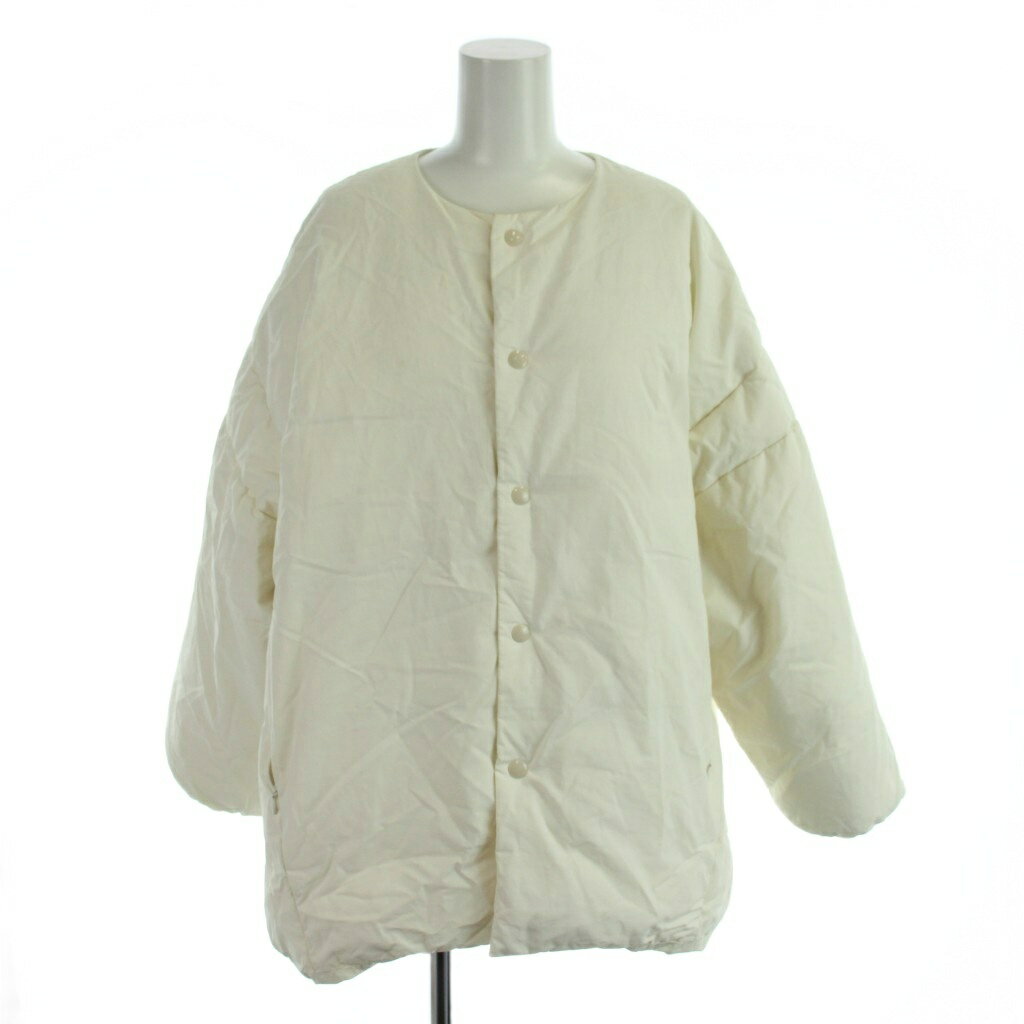 【中古】マウジー MOUSSY ダウンジャケット 上着 1 白 ホワイト ノーカラー 長袖 /AP レディース 【ベクトル 古着】 260317