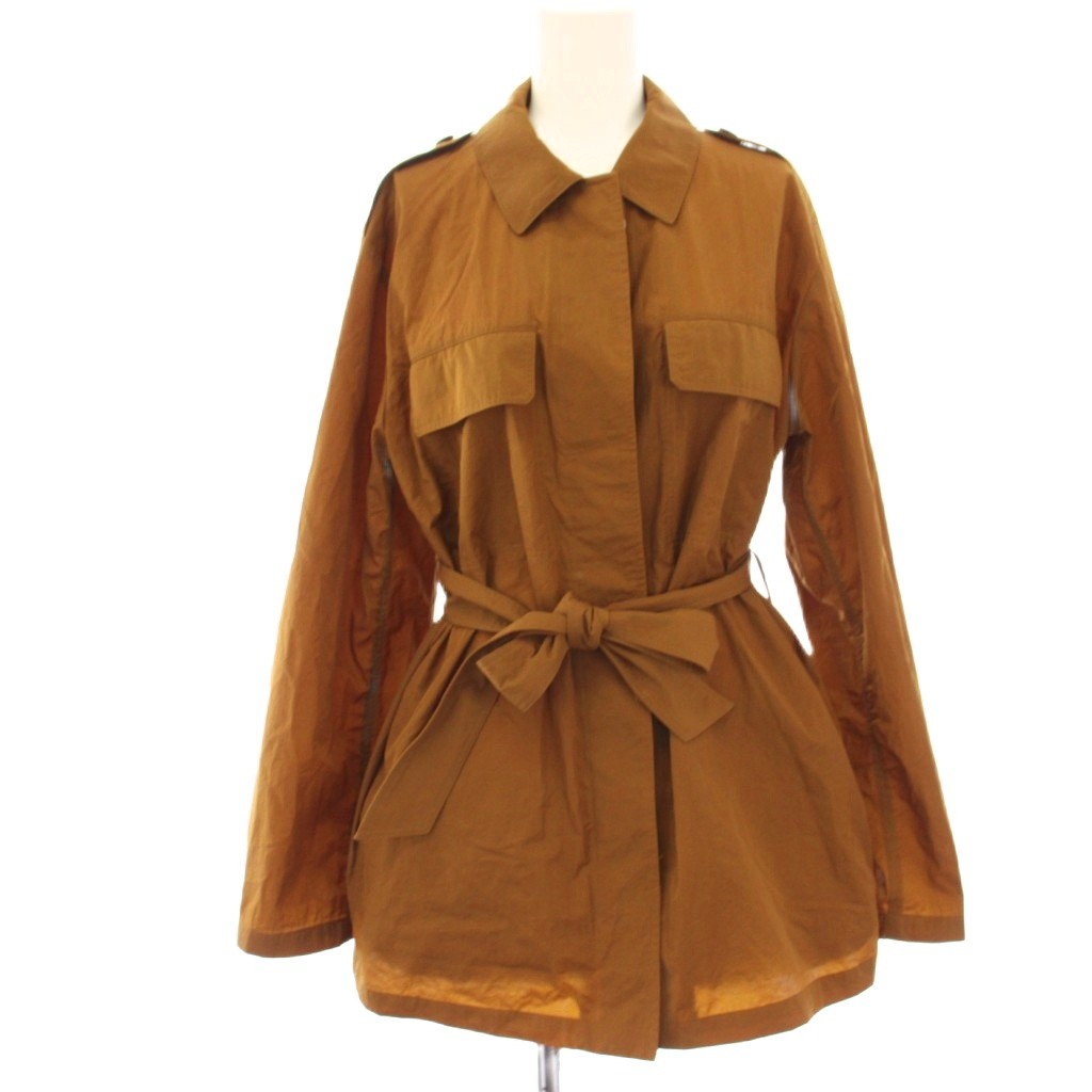 セオリー Theory 20AW CRINKLE NYLON THORNWOOD ナイロンジャケット ミリタリージャケット シャツジャケット 長袖 S 茶 ブラウン 01-0304115-380-902 /HN レディース  260319