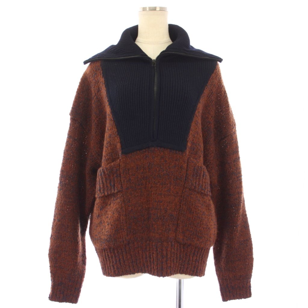 【中古】ミュラー オブ ヨシオクボ muller of yoshiokubo ピンプルハーフジップニット セーター 長袖 FREE ブラウン ネイビー MLF22807 /TK レディース 【ベクトル 古着】 260320