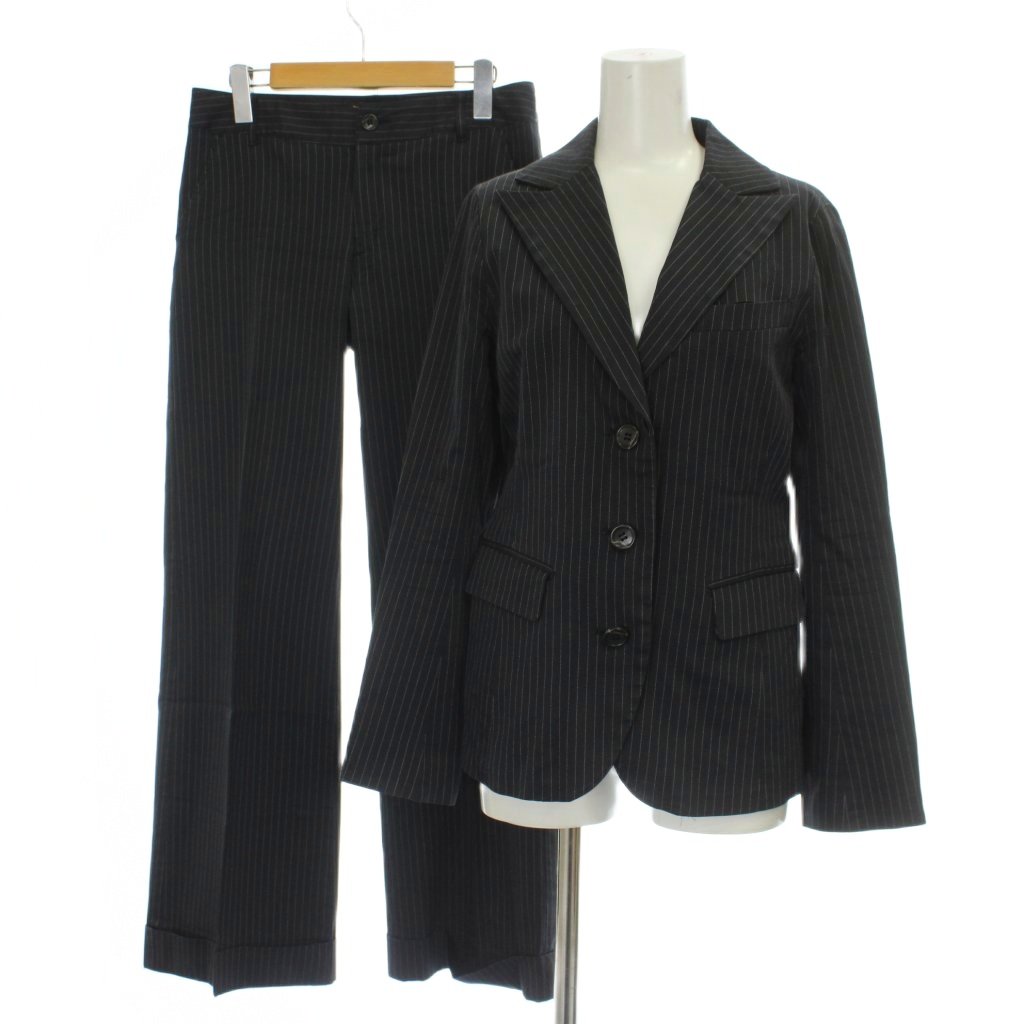 Pants Suit - 【中古】トルネードマート TORNADO MART スーツ パンツ 40 黒 ブラック ストライプ柄 長袖 /GP レディース 【ベクトル 古着】 260321