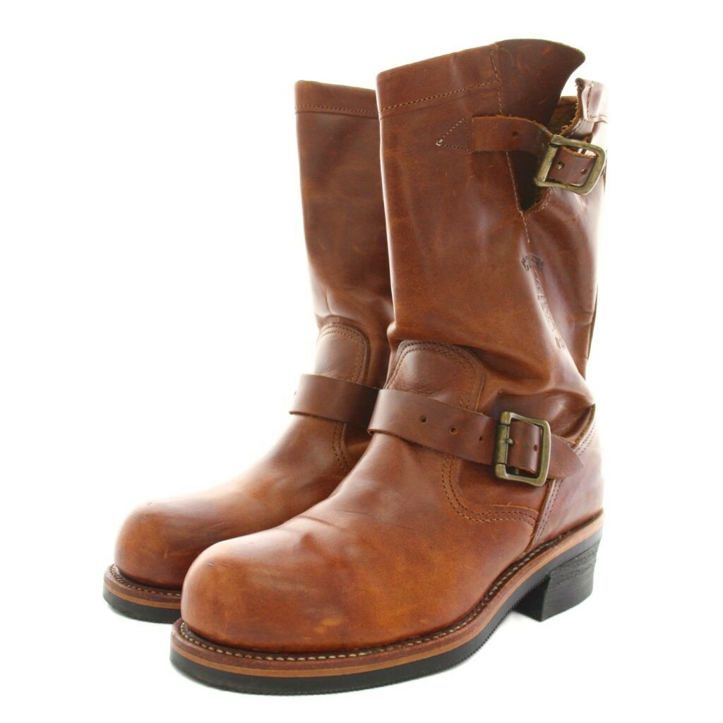 Engineer - 【中古】チペワ CHIPPEWA エンジニアブーツ ショートブーツ レザー ロゴ型押し ビブラムソール 5E 茶 ブラウン 91068 /YT レディース 【ベクトル 古着】 260324