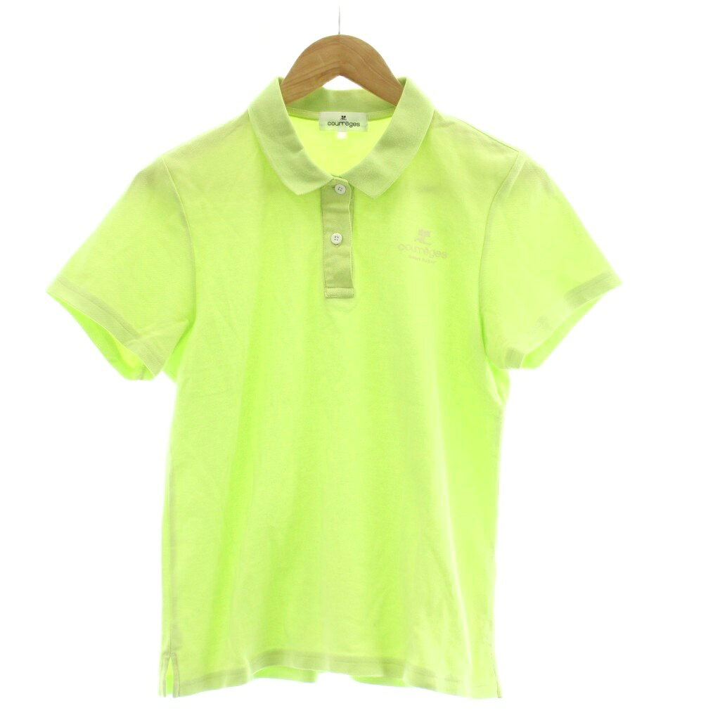 【中古】クレージュ courreges ポロシャツ 42 黄緑 グリーン 半袖 ポロカラー 無地 /DU レディース 【ベクトル 古着】 260402