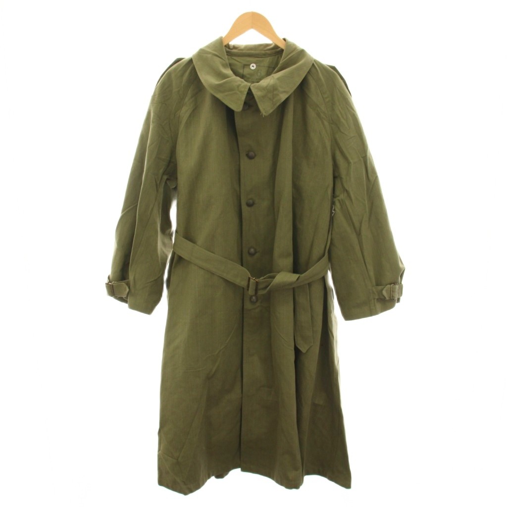 【中古】40s〜50s M-35 モーターサイクルコート アウター ベルト フランス軍 6 カーキ /YT メンズ 【ベクトル 古着】 260407
