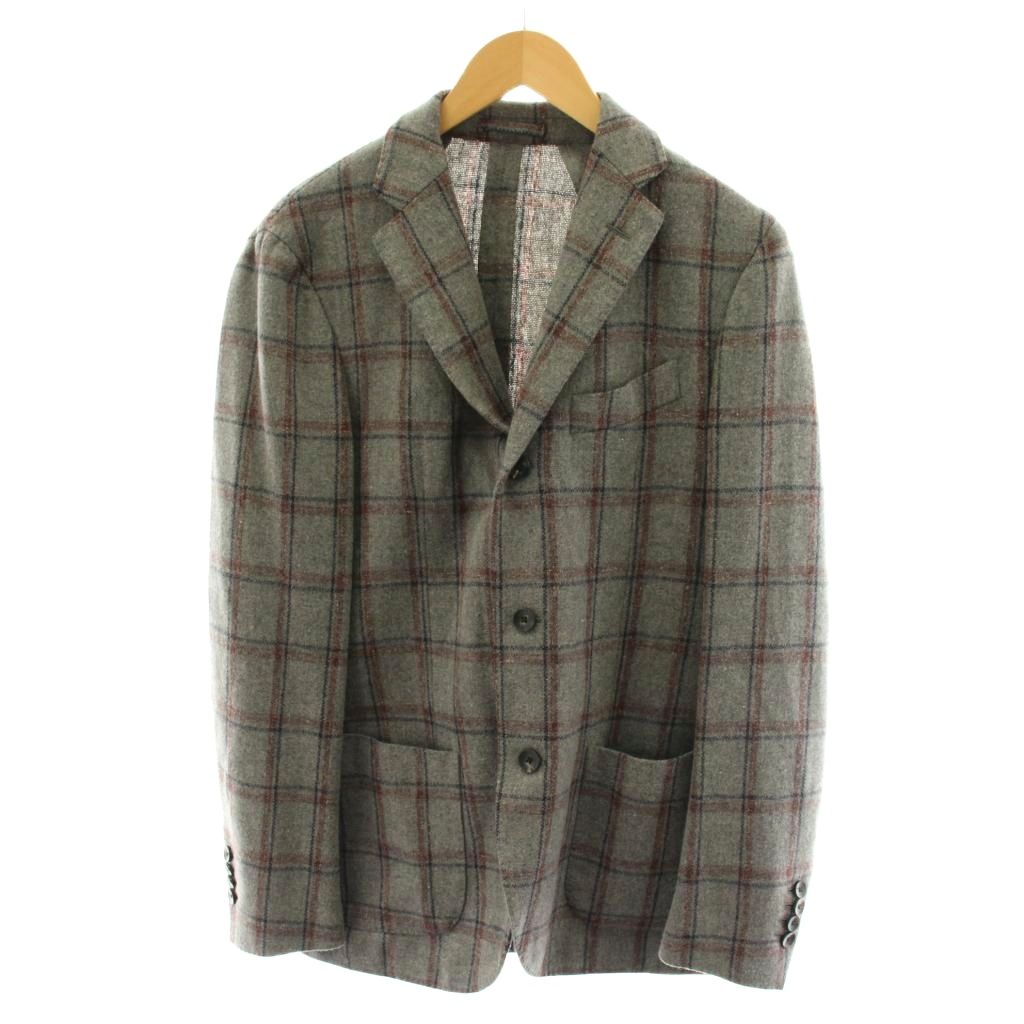 Other - 【中古】ラルディーニ LARDINI テーラードジャケット シングル チェック柄 ウール 46 グレー IC320AV-6 /AN48 メンズ 【ベクトル 古着】 260401