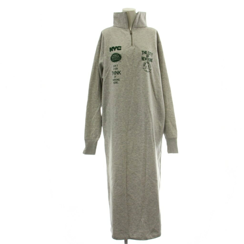 Other - 【中古】グッドロックスピード GOOD ROCK SPEED ワンピース F グレー ロゴプリント ハイネック ハーフジップ 長袖 /DU レディース 【ベクトル 古着】 260402
