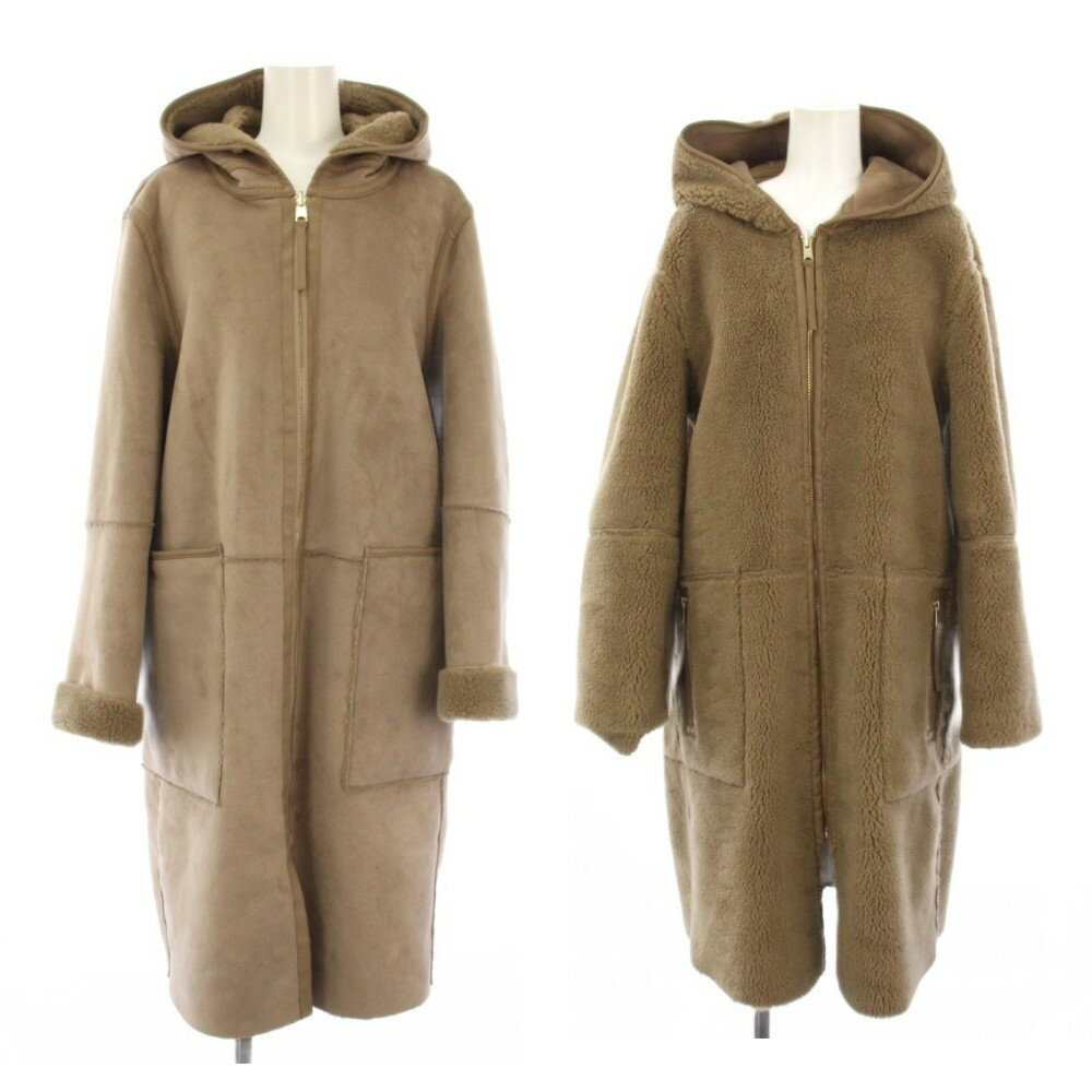 【中古】ザラ ベーシック ZARA BASIC ムートンコート M 茶 ブラウン フード付き 長袖 リバーシブル /GP レディース 【ベクトル 古着】 260402