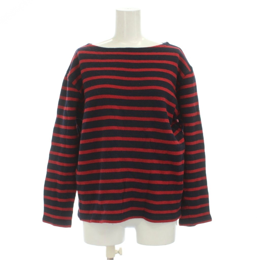 【中古】セントジェームス SAINT JAMES ニット セーター M 黒 赤 長袖 ボーダー柄 ボートネック /JP レディース 【ベクトル 古着】 260402