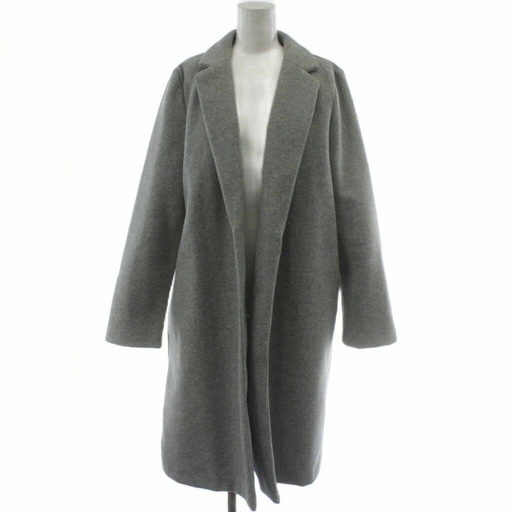 Rakuten - 【中古】ザラ ZARA チェスターコート L グレー 無地 テーラードカラー 長袖 /GG ■MA レディース 【ベクトル 古着】 260401
