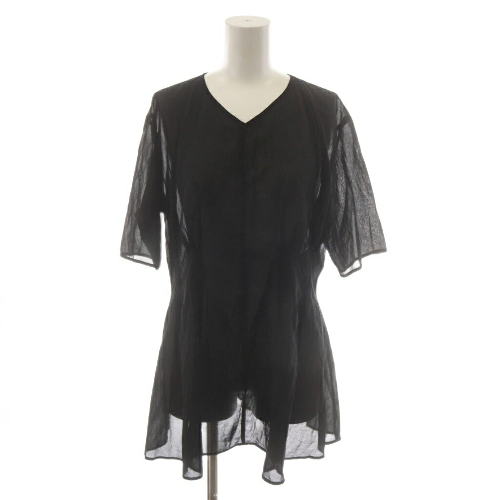 【中古】プラステ PLST 23SS シャツ ブラウス 半袖 M 黒 ブラック Vネック シアー /RR レディース 【ベクトル 古着】 260408