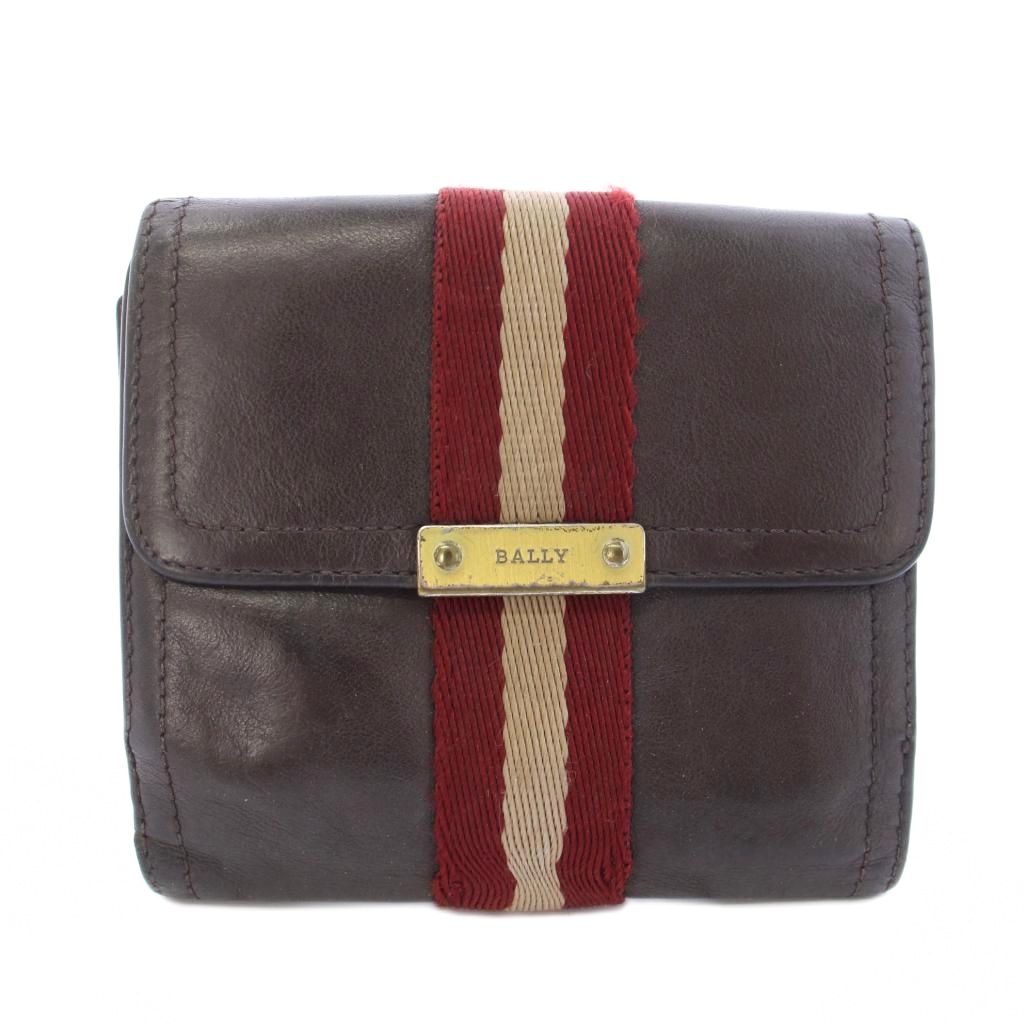 C, D, T, R, W - 【中古】バリー BALLY 二つ折り財布 Wホック レザー 茶 ブラウン /TK メンズ 【ベクトル 古着】 260413
