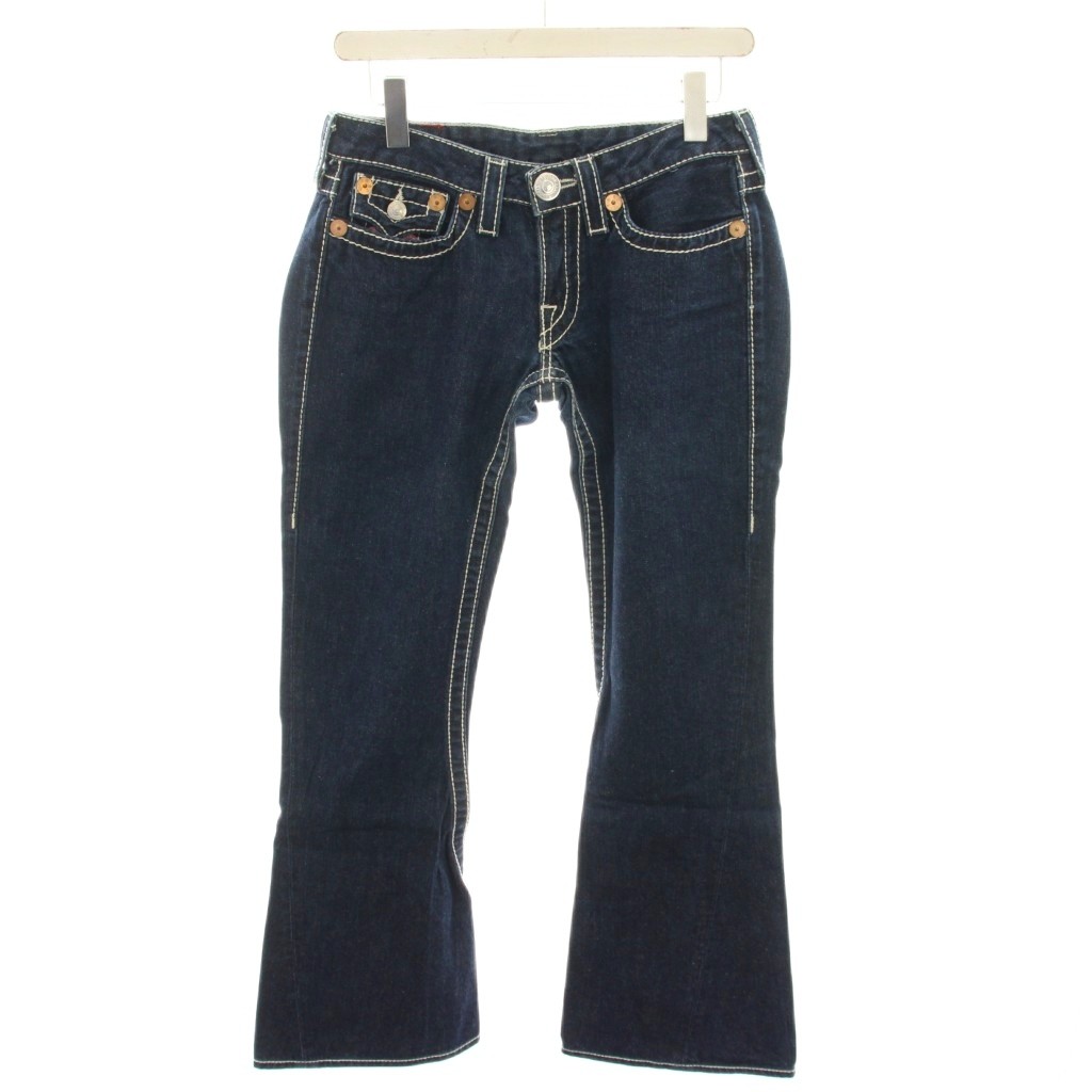 [중고] 트루 레리전 TRUE RELIGION 레인보우 조이 RAINBOW JOEY 데님 팬츠 청바지 플레어 데님 지퍼 플라이 28 감색 네이비 핑크 019-093146 / YT 여성 [벡터 헌옷] 26
