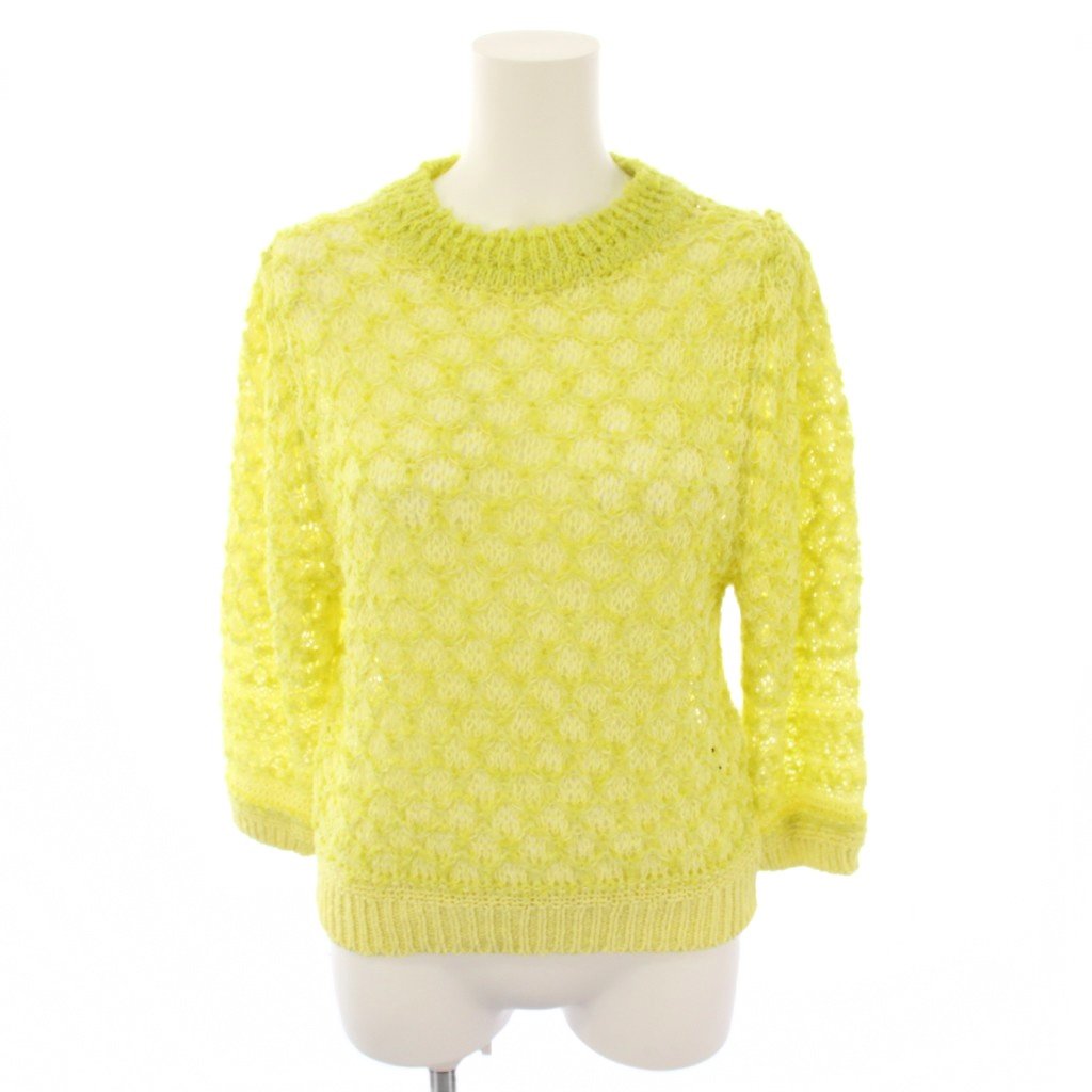 Three-Quarter Knit - 【中古】エストネーション ESTNATION ニット セーター 1 ? イエロー 長袖 鍵編み ラウンドネック /KG レディース 【ベクトル 古着】 260410