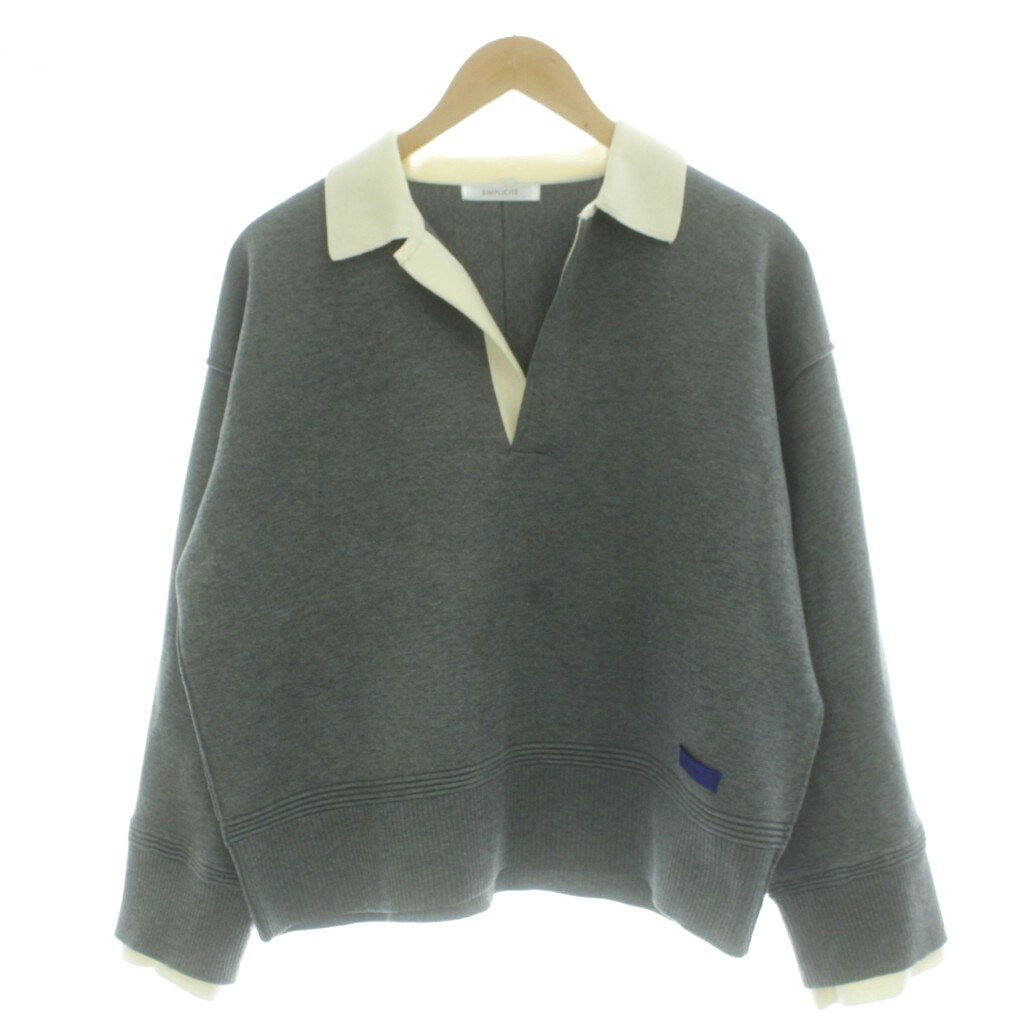シンプリシテェ Simplicite 25AW 襟付きニットプルオーバー セーター F グレー 長袖 25080700812140 /GP レディース  260418