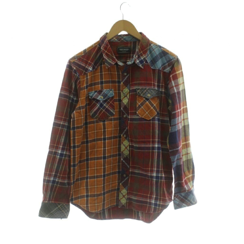 【中古】クリフメイヤー KRIFF MAYER K.MAYER シャツ M 赤系 チェック柄 長袖 ヨーク /JP メンズ 【ベクトル 古着】 260414
