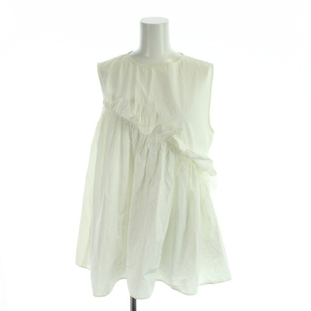 Rakuten - 【中古】ハッシュニュアンス #Newans シャツ ブラウス 1 白 ホワイト ノースリーブ ラウンドネック ギャザーデザイン /AP レディース 【ベクトル 古着】 260420