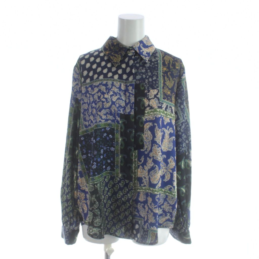 Rakuten - 【中古】ザラ ZARA シャツ ブラウス XS 青 ブルー 長袖 ペイズリー柄 パッチワーク柄 /AP レディース 【ベクトル 古着】 260421
