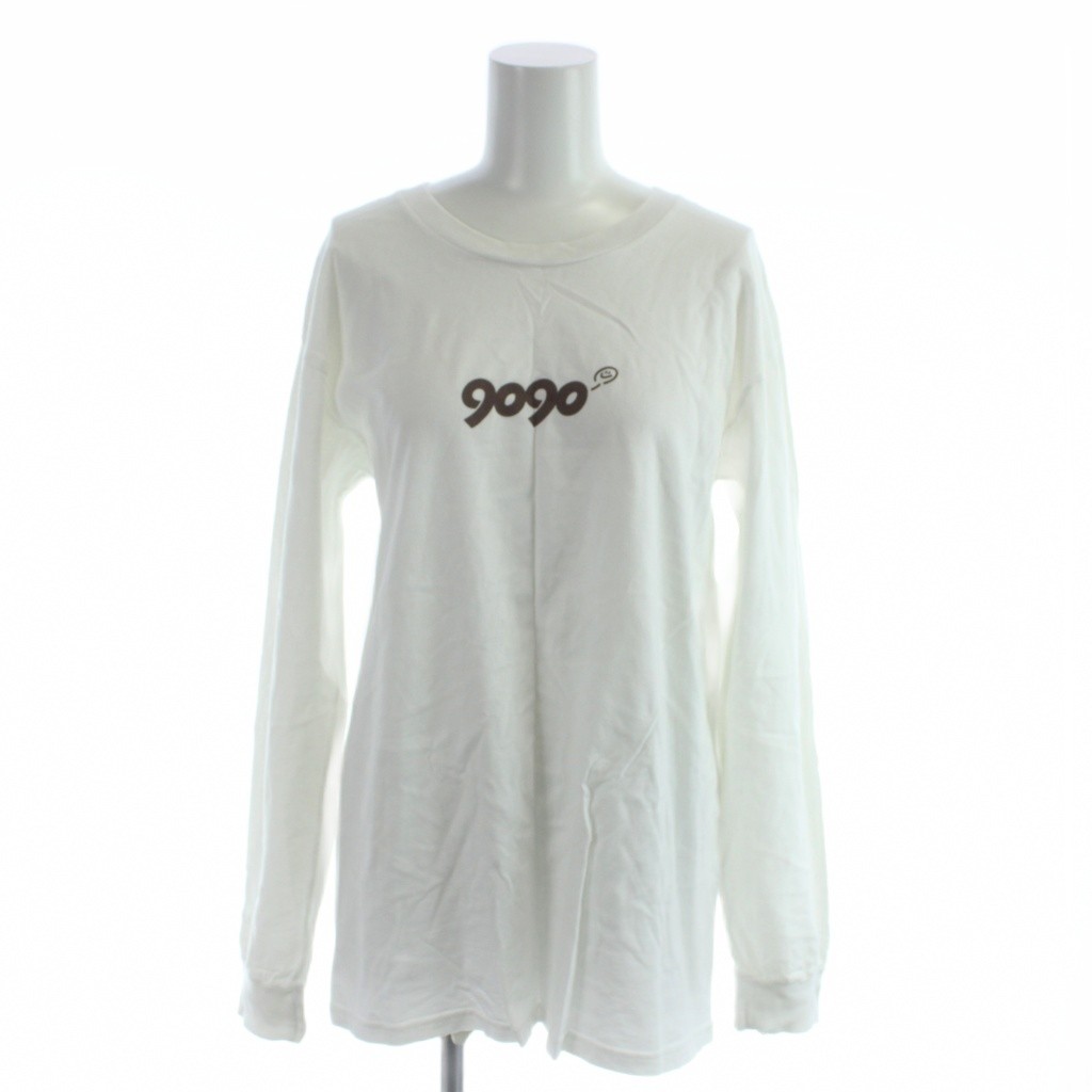 Garments - 【中古】ナインティナインティ 9090 Tシャツ ロンT L 白 ホワイト 長袖 ラウンドネック イラスト ロゴプリント /AP レディース 【ベクトル 古着】 260421
