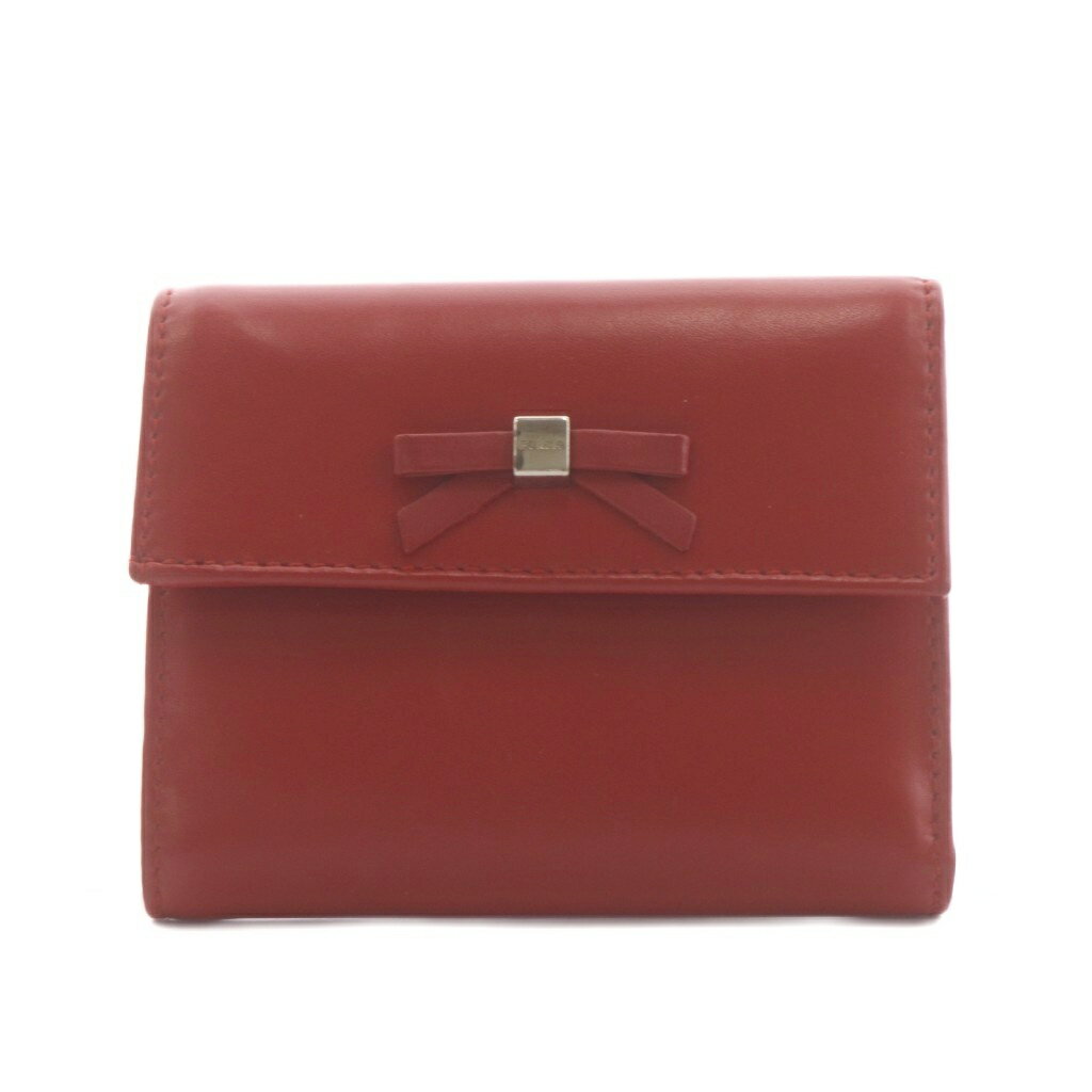 Other - 【中古】フルラ FURLA 財布 三つ折り 小銭入れ リボン 赤 レッド /AN15 レディース 【ベクトル 古着】 260526