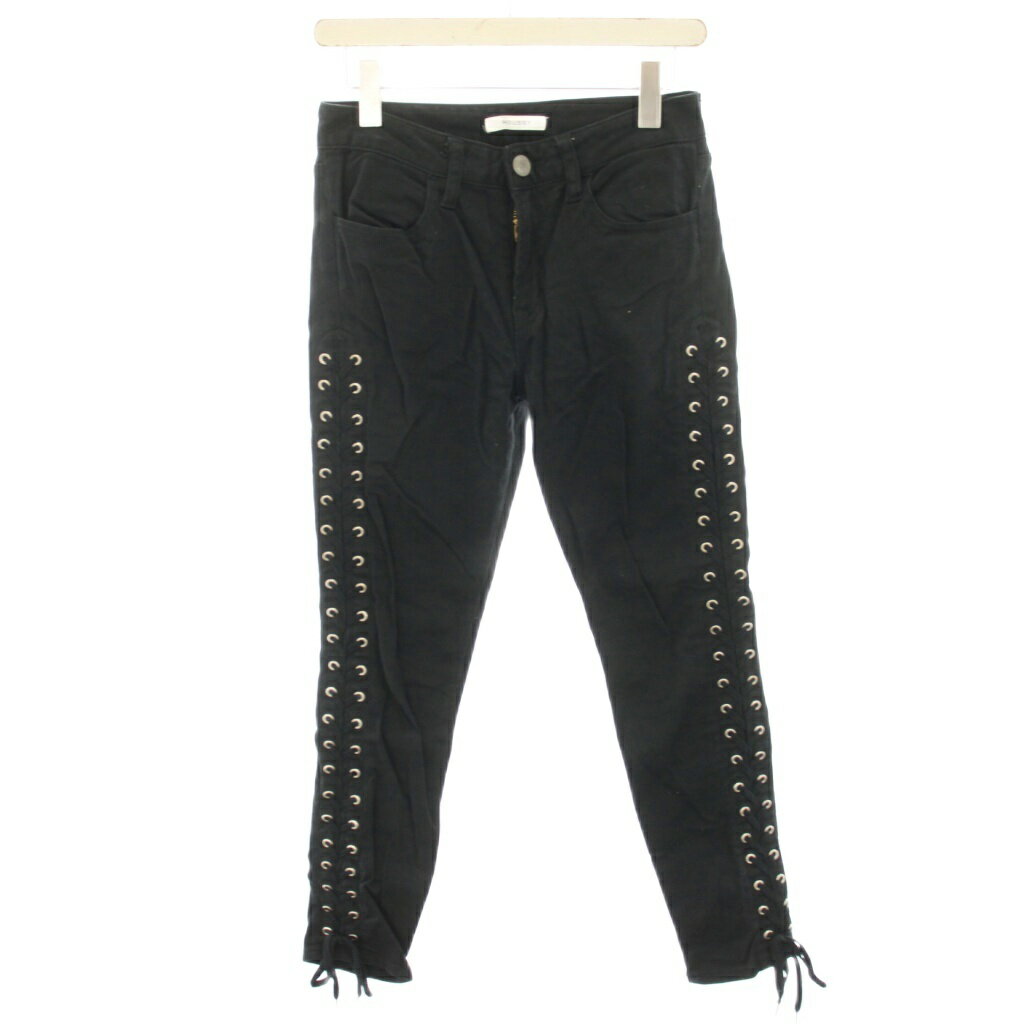 [Used] MOUSSY Denim Pants Jeans Lace-up Slim Size 2 Black /HN ■MA Women's [Vector Used Clothing] 260424