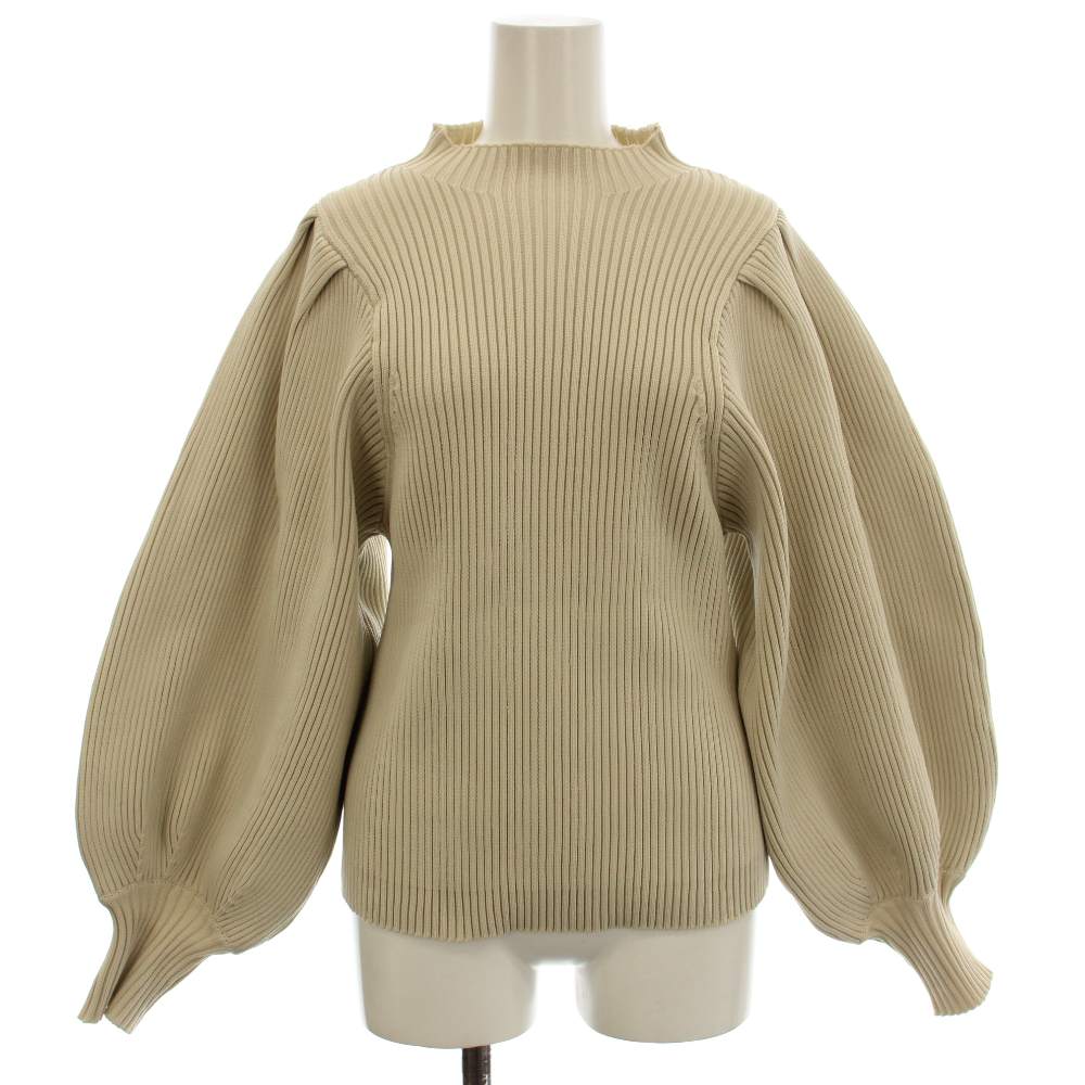 Garments - 【中古】シソラス SYSORUS リブニット パフスリーブ ハイネック カットソー 長袖 F ベージュ /☆G レディース 【ベクトル 古着】 260423