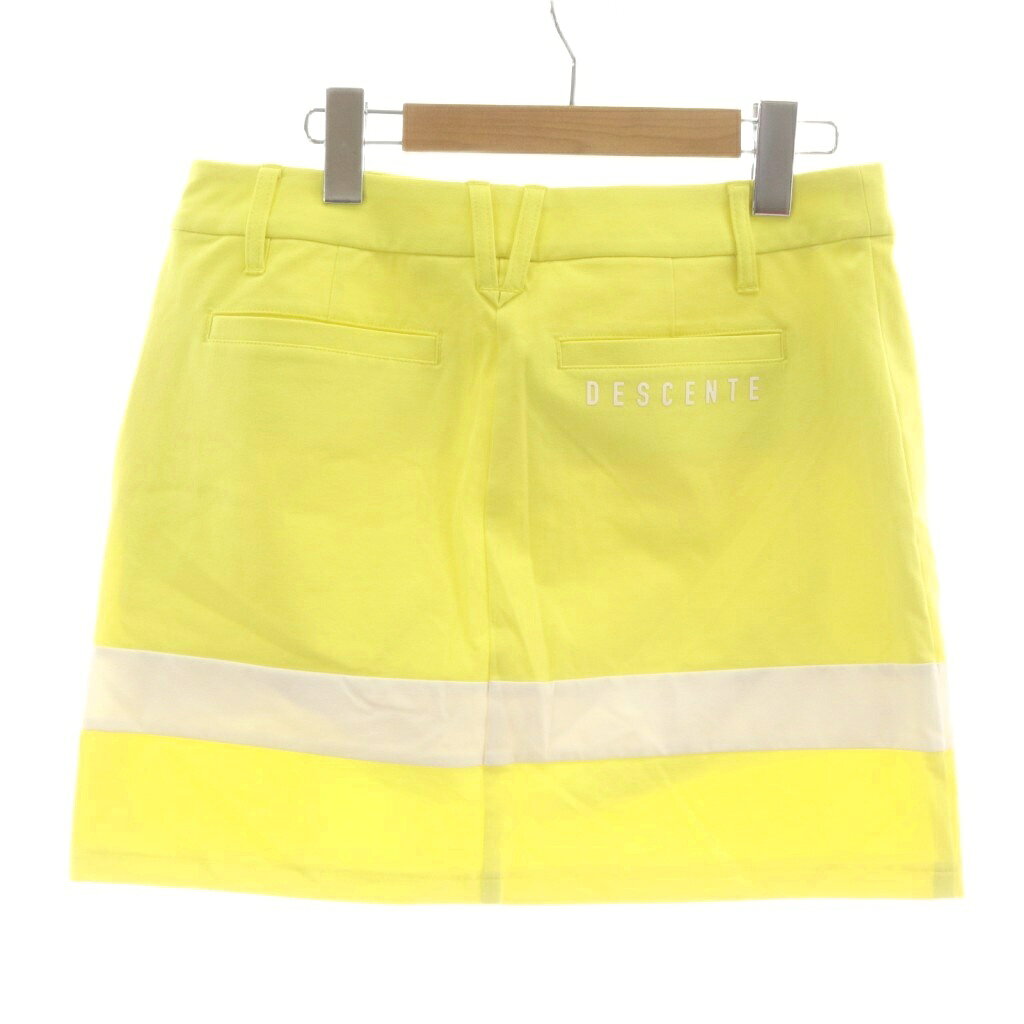 【中古】デサント DESCENTE GOLF ゴルフ キュロット スカート L 黄色 イエロー ミニ 切り替えデザイン /AU レディース 【ベクトル 古着】 260427