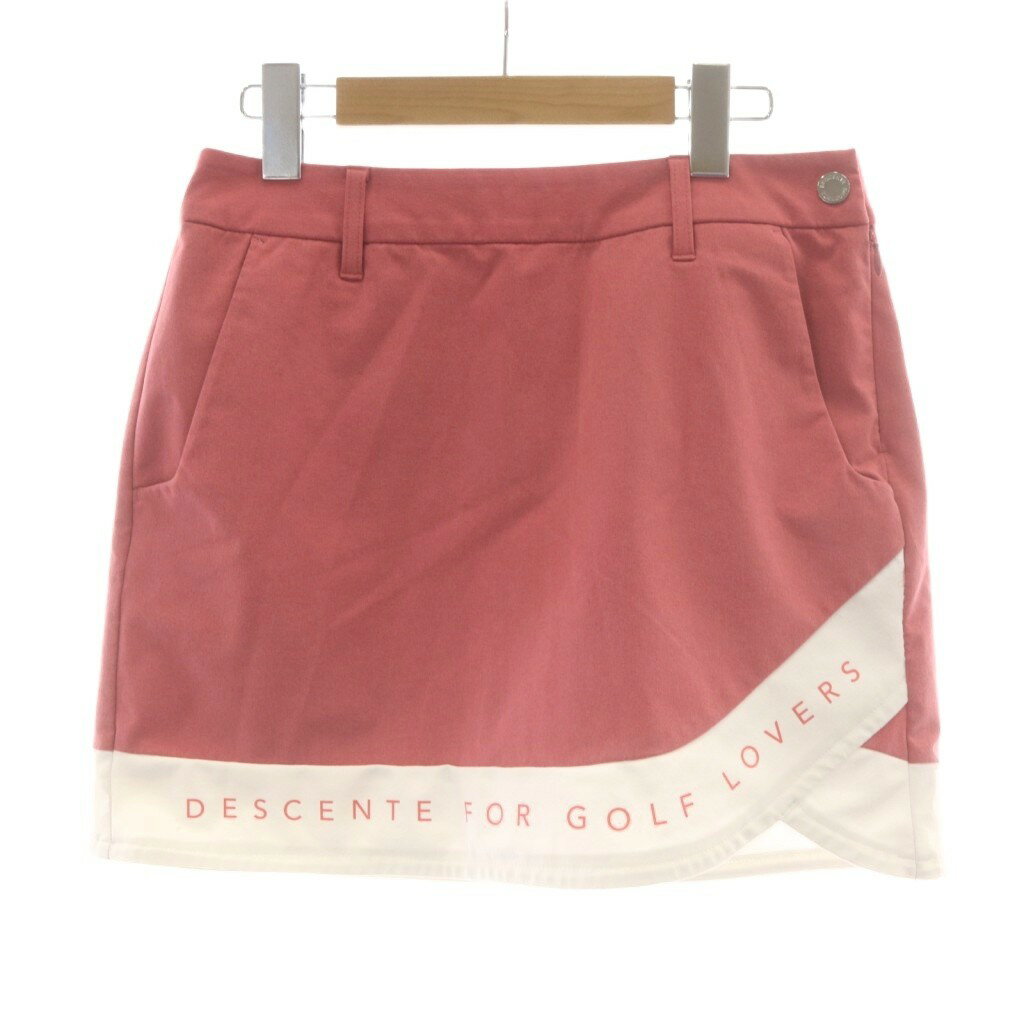 【中古】デサント DESCENTE GOLF ゴルフ キュロット スカート L ピンク 文字プリント 裾切り替えデザイン /AU レディース 【ベクトル 古着】 260427