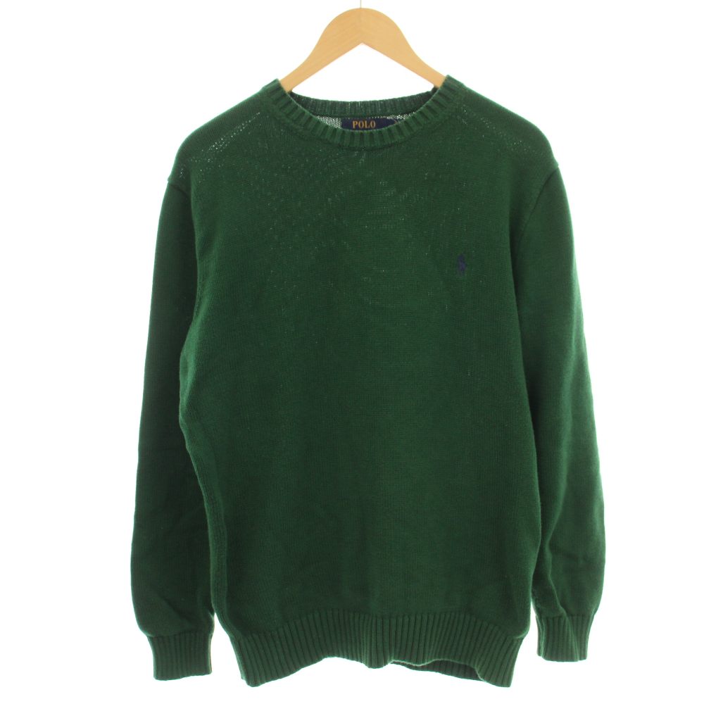 【中古】ポロ ラルフローレン POLO RALPH LAUREN コットンニット セーター 長袖 ニット M 緑 グリーン /☆G メンズ 【ベクトル 古着】 260424