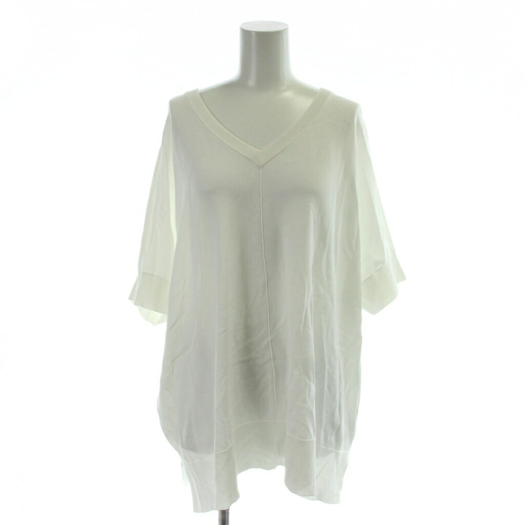 Three-Quarter Knit - 【中古】スピック&スパン Spick&Span 25SS 14GWASHABLE2WAYポンチョプルオーバー ニット 半袖 F 白 ホワイト 25080200990120 /AP レディース 【ベクトル 古着】 260427