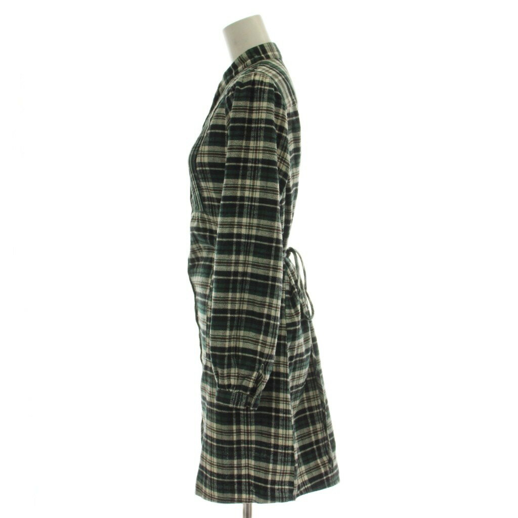 【中古】テンダンス パーレイビームス tendance par Ray BEAMS ワンピース シャツワンピ 緑 長袖 膝丈 チェック柄 /GG ■MA レディース 【ベクトル 古着】 260427 2