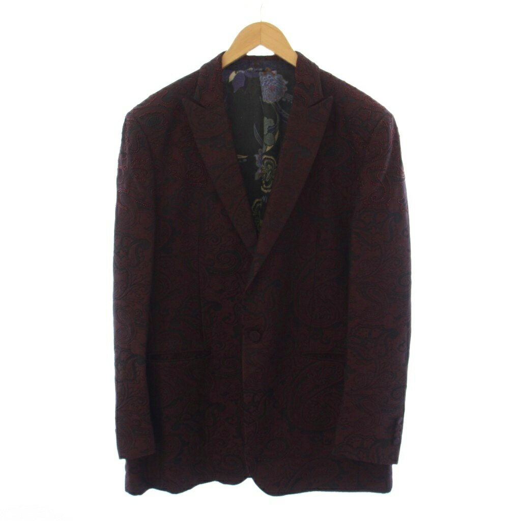 乐天商城 - 【中古】エトロ ETRO ジャガード テーラードジャケット 総柄 ウール シルク 56 ボルドー 191-1G212-7101 /BM メンズ 【ベクトル 古着】 260502