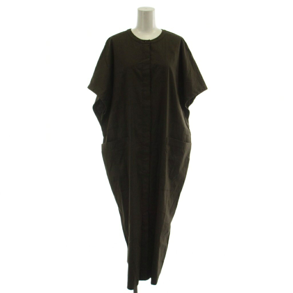 【中古】セオリーリュクス theory luxe 23SS CRISP LINEN POZEVE ワンピース 38 カーキ 半袖 ロング丈 無地 033205501690038 /GG レディース 【ベクトル 古着】 260507