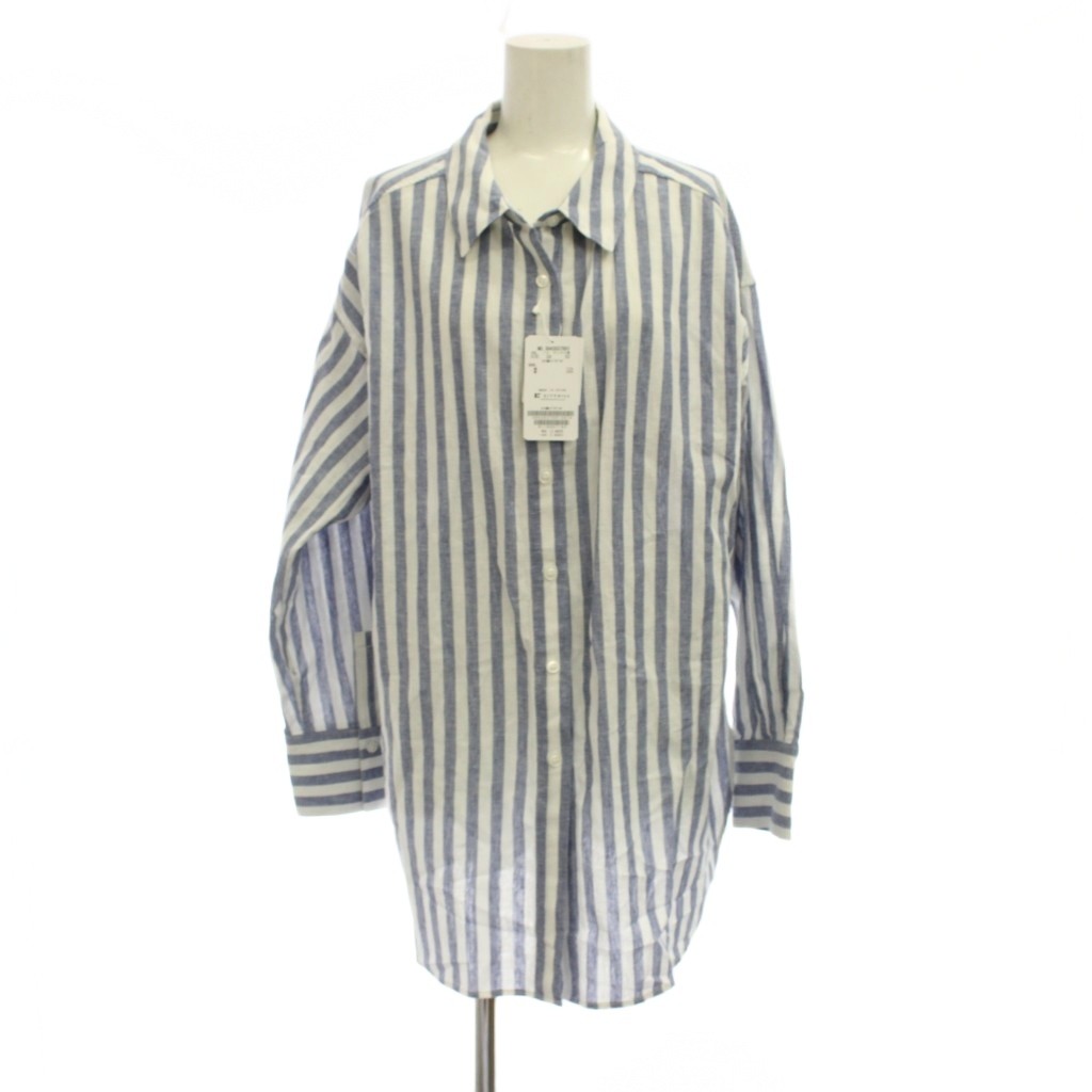 Other - 【中古】未使用品 ルクールブラン le.coeur blanc シャツ ブラウス 38 白 紺 ストライプ柄 レギュラーカラー 長袖 /JP レディース 【ベクトル 古着】 260505