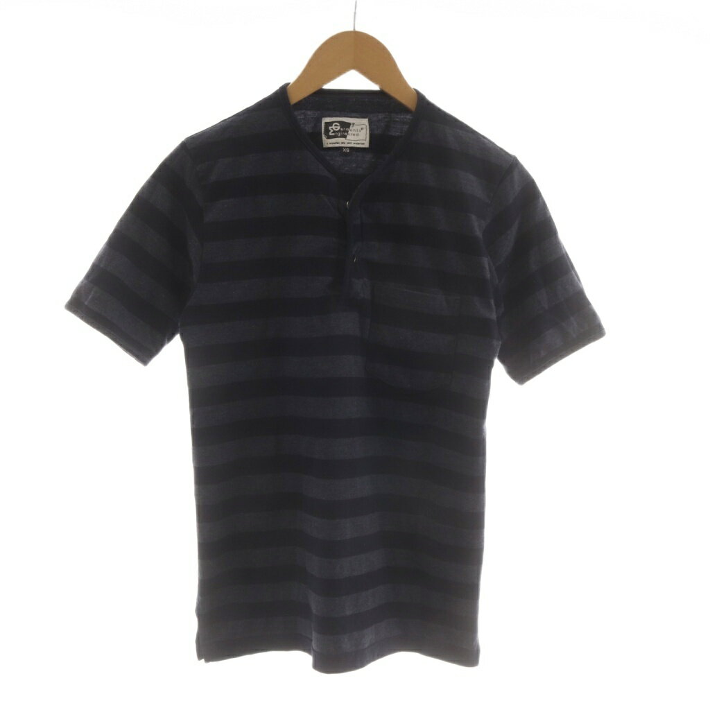 エンジニアードガーメンツ Engineered Garments Tシャツ カットソー XS 紺 ネイビー ボーダー柄 半袖 /RR メンズ  260506