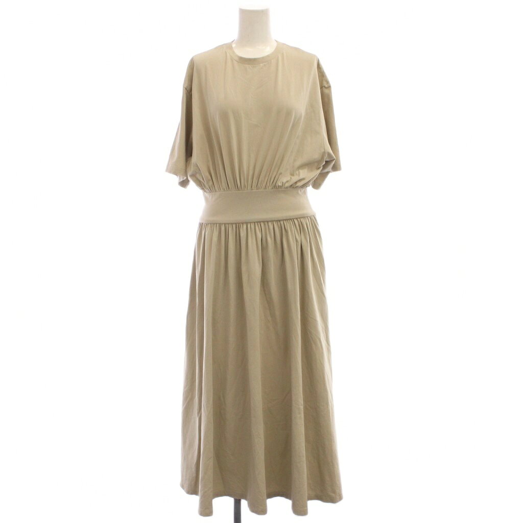 【中古】ミラオーウェン Mila Owen ウエストギャザーカットマキシワンピース 1 ベージュ クルーネック 半袖 ロング丈 09WCO232167 /JP レディース 【ベクトル 古着】 260507 vectorpremium-19065968 ブランド古着ベクトルプレミアム店 パッケージ画像
