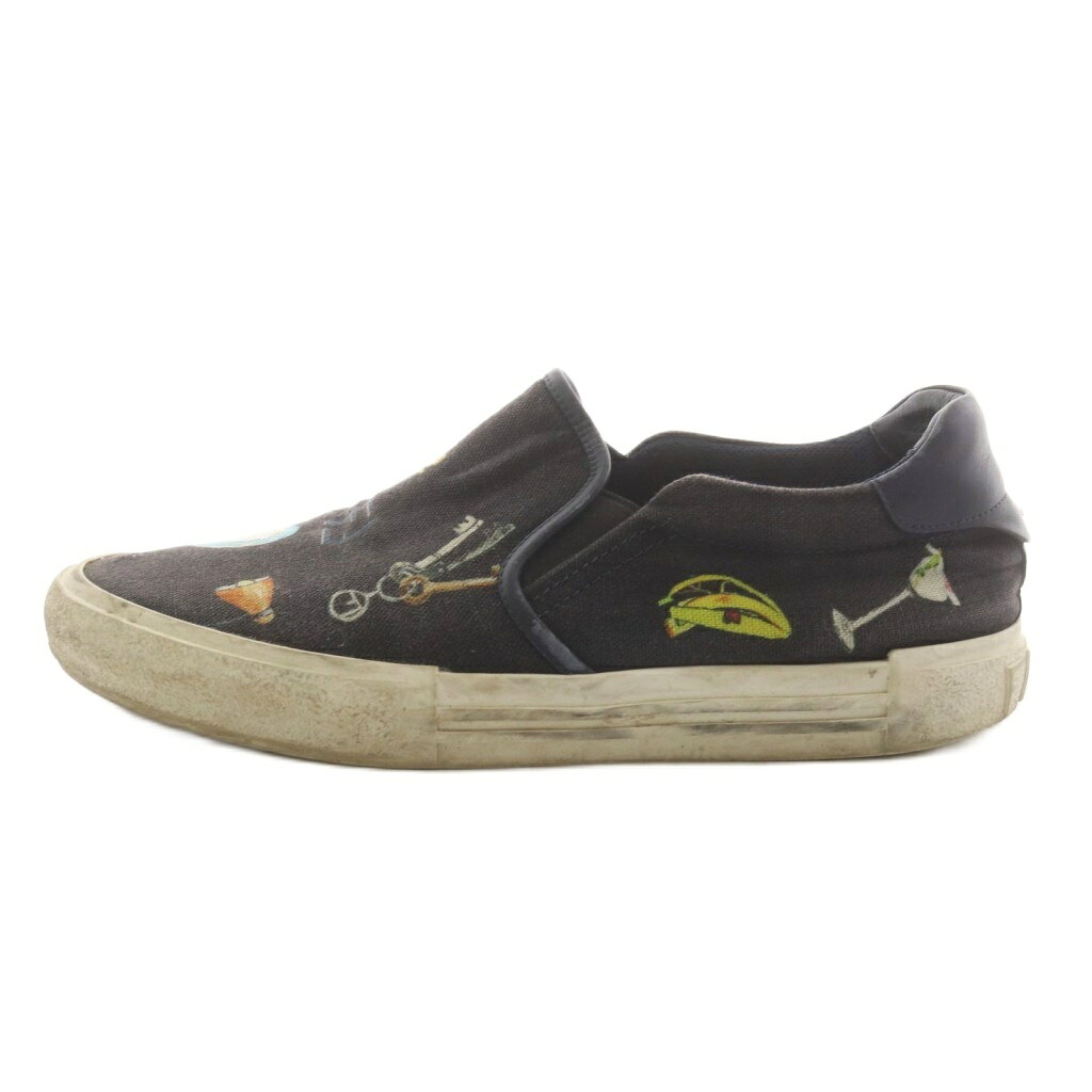 【中古】フェンディ FENDI スリッポン シューズ ロゴ 柄 7E 黒 ブラック 1132 /AN11 メンズ 【ベクトル 古着】 260518