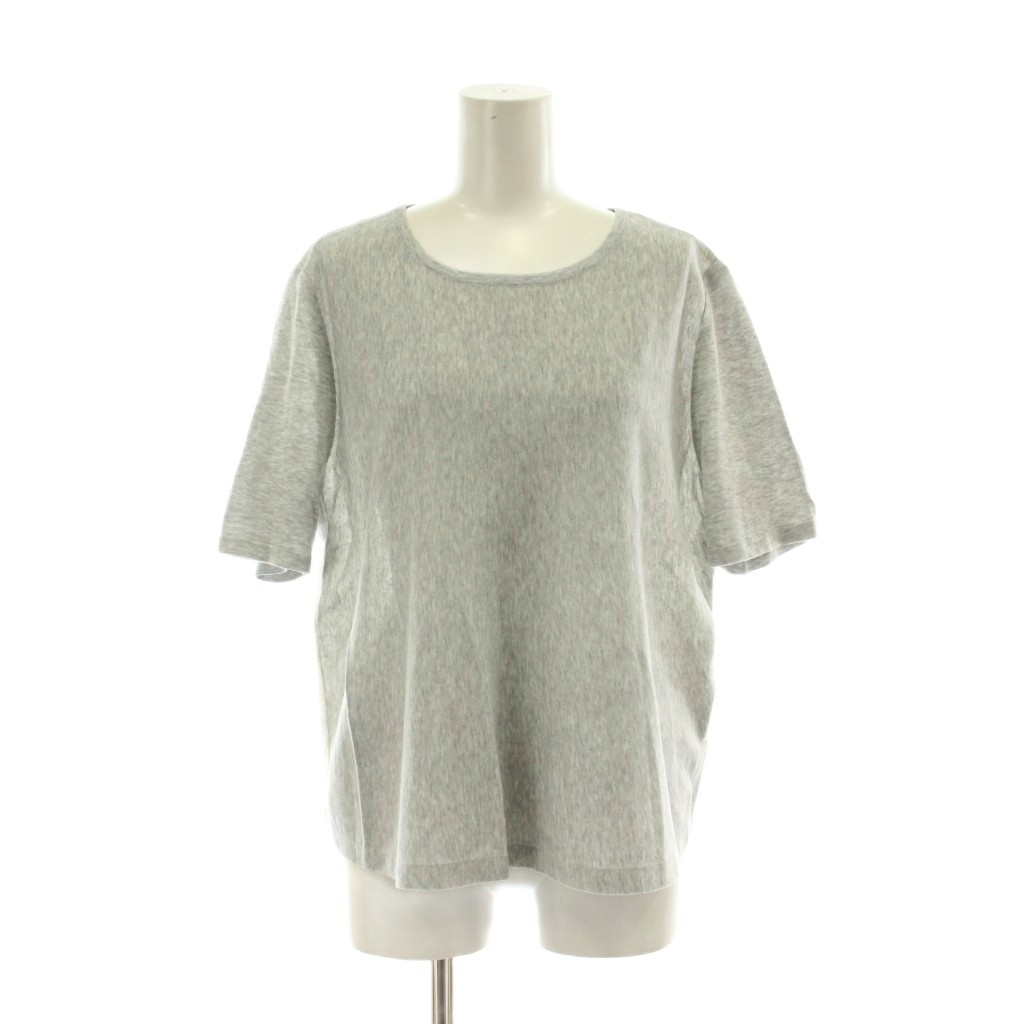 【中古】レリアン Leilian Tシャツ 13+ LL 白 ホワイト グレー 無地 ラウンドネック 半袖 /DU レディース 【ベクトル 古着】 260512