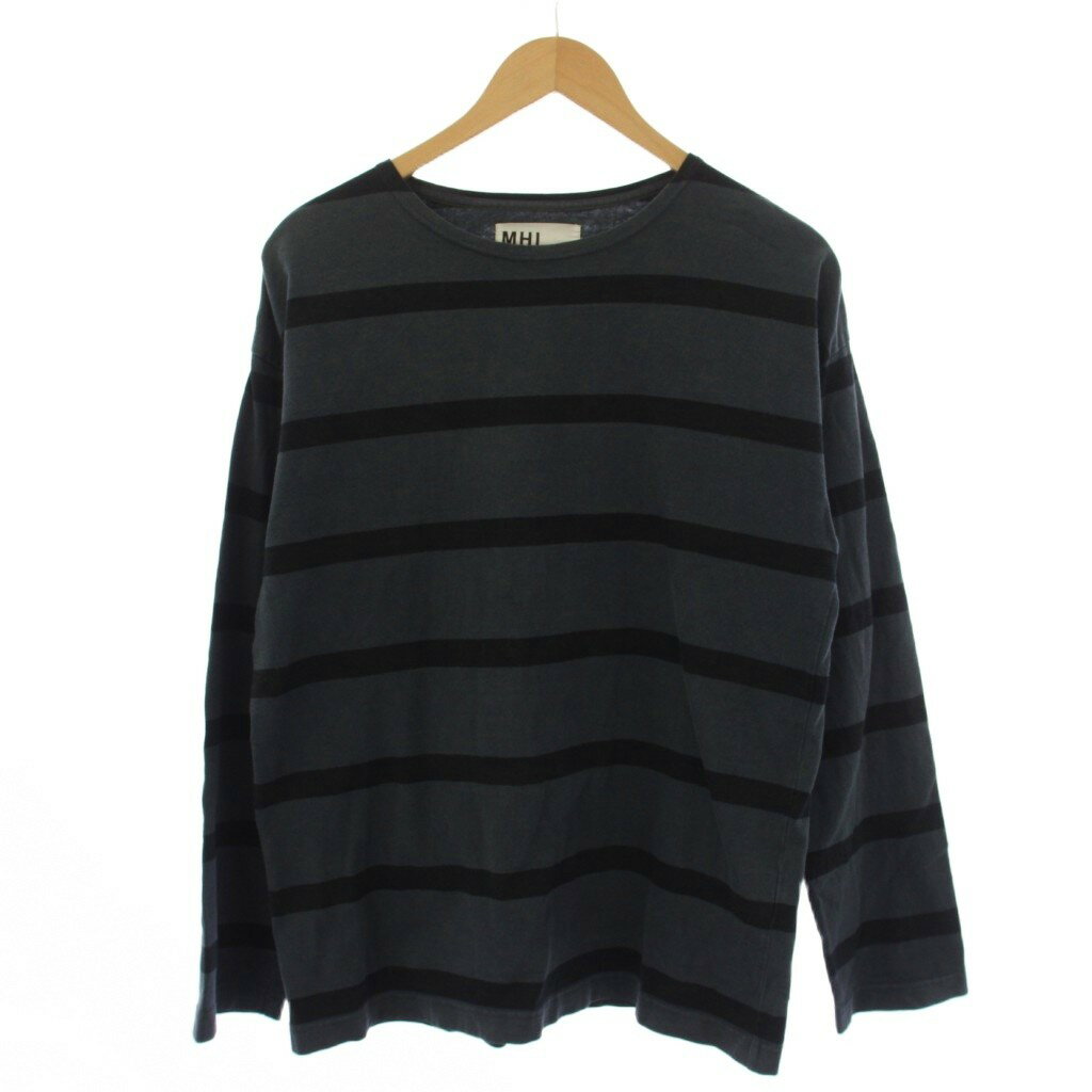 乐天商城 - 【中古】マーガレットハウエル MHL. Tシャツ カットソー 長袖 ボーダー柄 L グレー 596-9266503 /BM メンズ 【ベクトル 古着】 260513