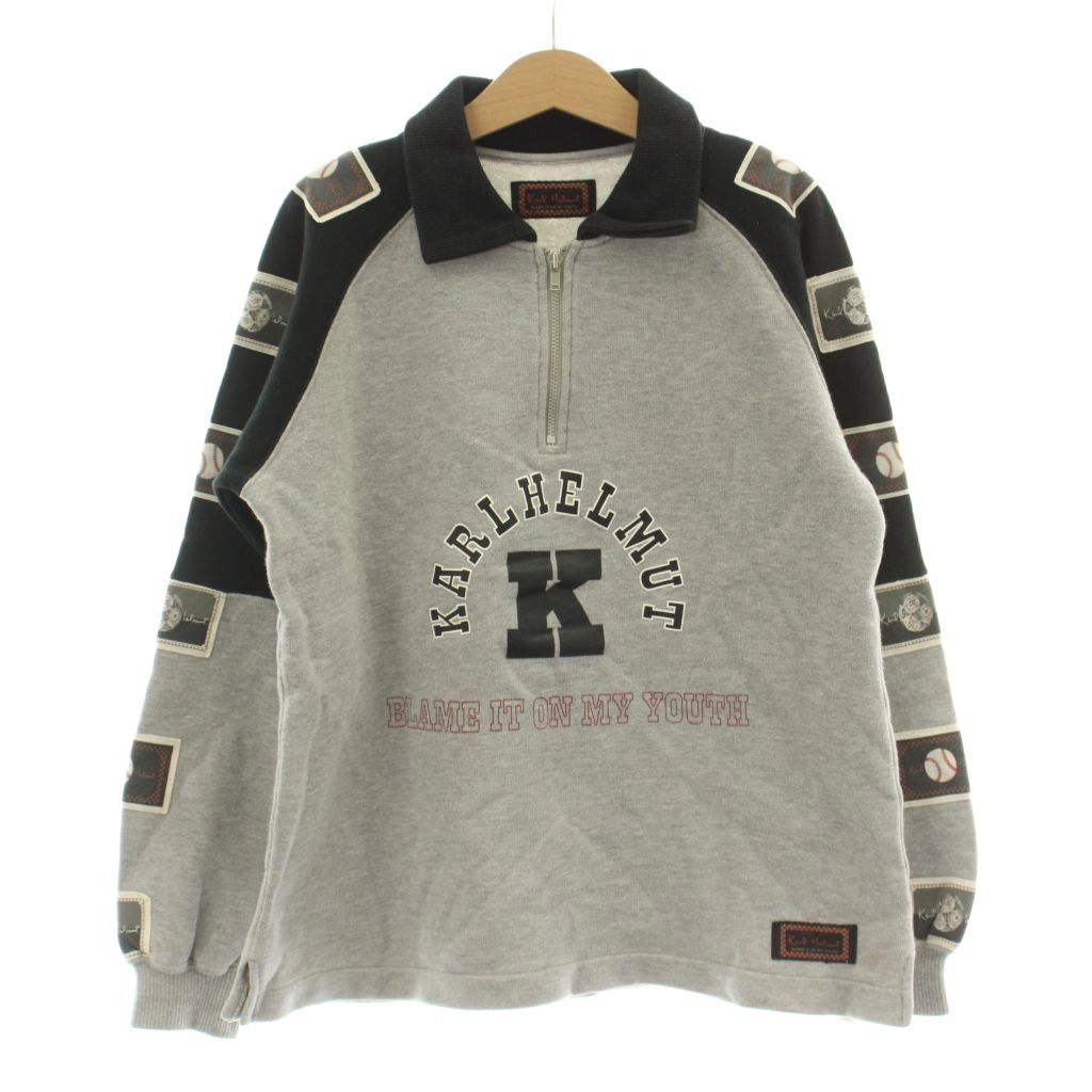 【中古】カールヘルム Karl Helmut 子ども服（男の子用） M（110） グレー 黒 ブラック 長袖 ハーフジップ ロゴ刺繍 P050ZUAL65E /DU キッズ 【ベクトル 古着】 260513