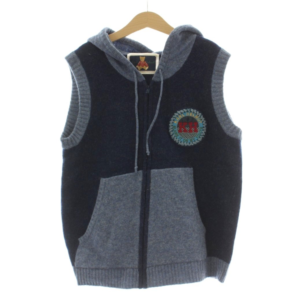 【中古】カールヘルム Karl Helmut 子ども服（男の子用） ウール M（110） 青 ブルー 紺 ネイビー ノースリーブ フード付き ジップアップ P059WKAL07E /DU キッズ 【ベクトル 古着】 260513