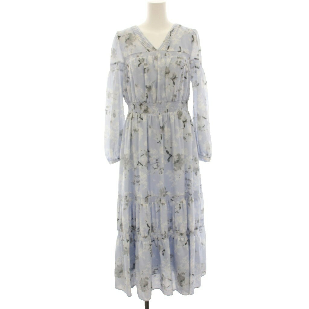 ハーリップトゥ Her lip to 26SS New Year Essential Dress ワンピース マキシ ロング 長袖 花柄 プリント M 水色 ライトブルー 1264305001 /HN レディース  260514