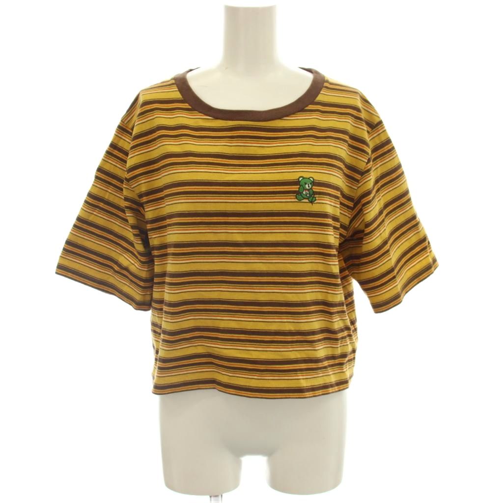 ヒステリックグラマー HYSTERIC GLAMOUR DIZZY＆MILKY Tシャツ ボーダー カットソー 半袖 F 黄色 茶 01231CT07 /☆G レディース  260514