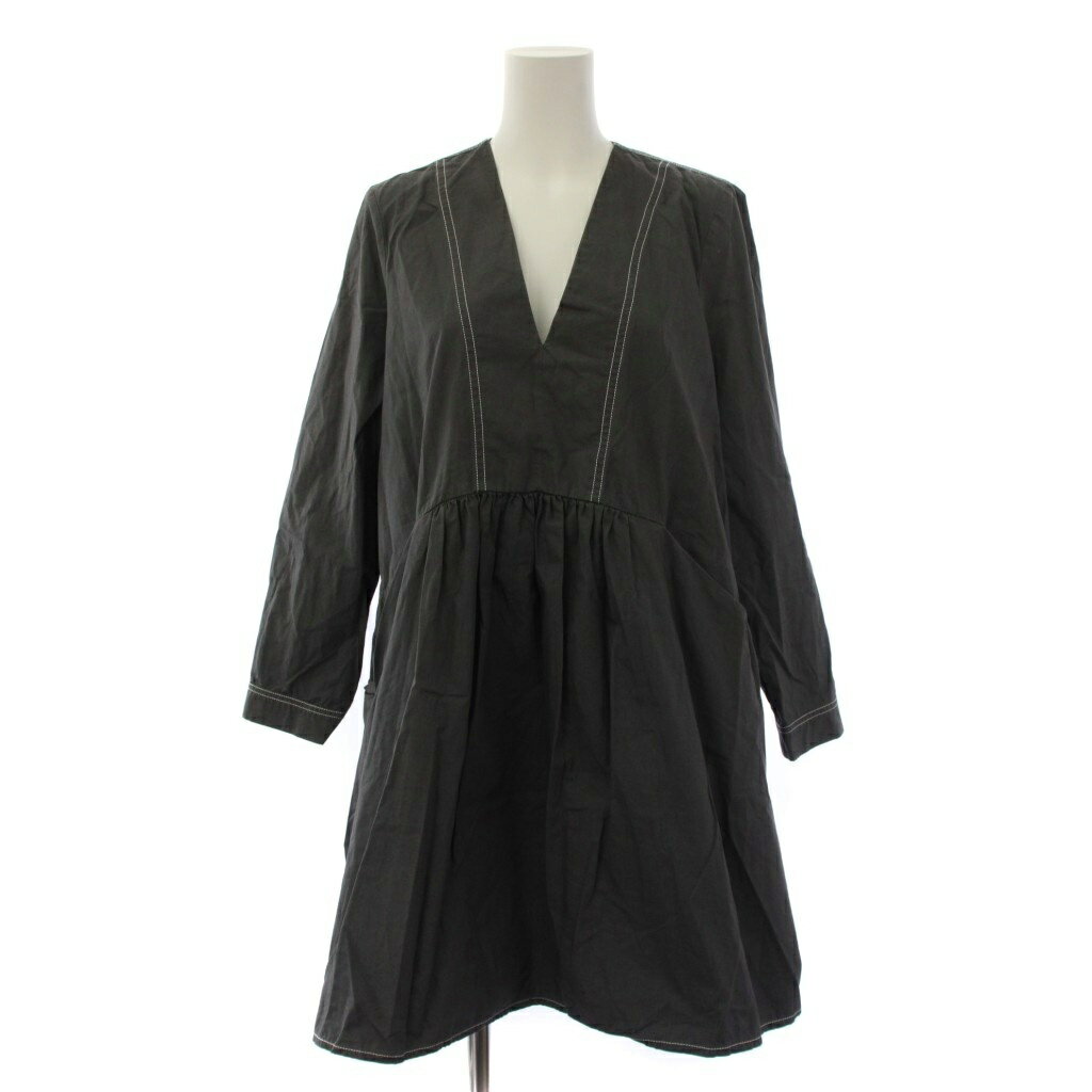 Rakuten - 【中古】ザラ ZARA ワンピース ミニ丈 長袖 Vネック S グレー 2183/042/802 /BM レディース 【ベクトル 古着】 260521