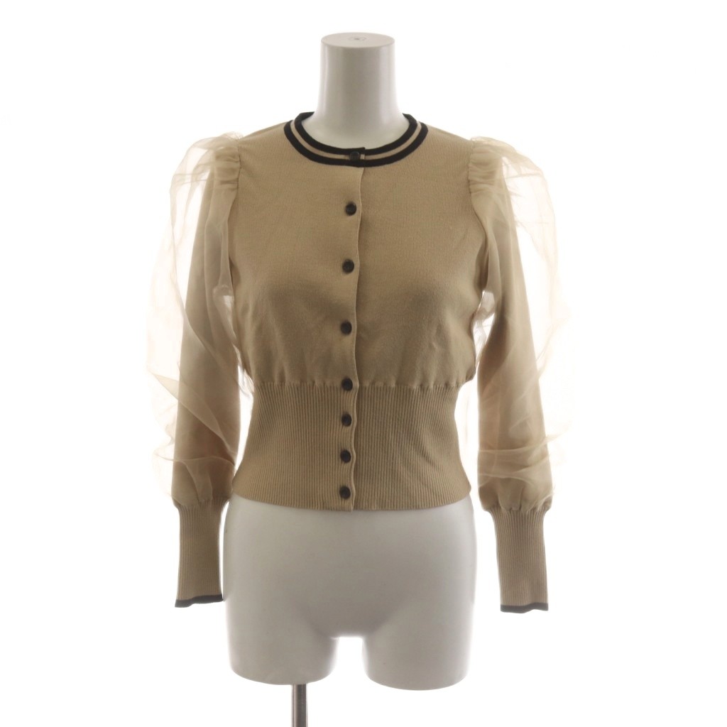 ハーリップトゥ Her lip to Organdy Fairy Knit Topvintage カーディガン 長袖 シースルー シアー S ベージュ 1214202082 /AN73 レディース  260518