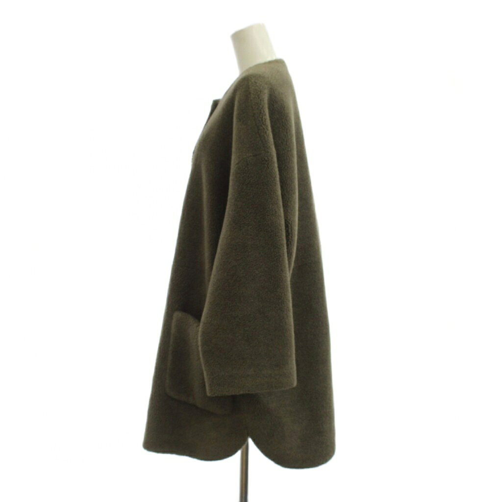 【中古】ミラオーウェン Mila Owen ボアコート F 茶 ノーカラー 長袖 ポケット付き /JP レディース 【ベクトル 古着】 260520 vectorpremium-19080575 ブランド古着ベクトルプレミアム店 サンプル画像2