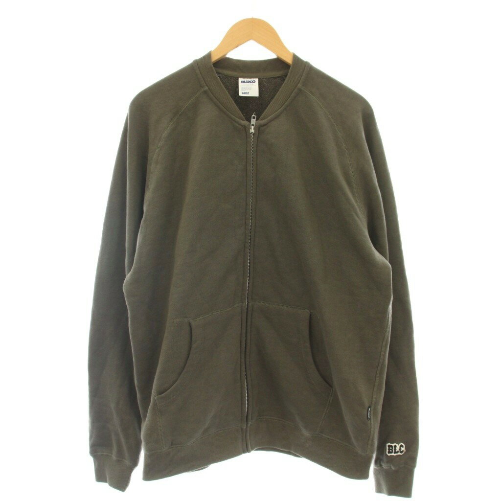 Rakuten - 【中古】ブルコ BLUCO ジップアップ スウェット ブルゾン ジャケット 長袖 トレーナー XL カーキ 155-13-027 /☆G メンズ 【ベクトル 古着】 260521