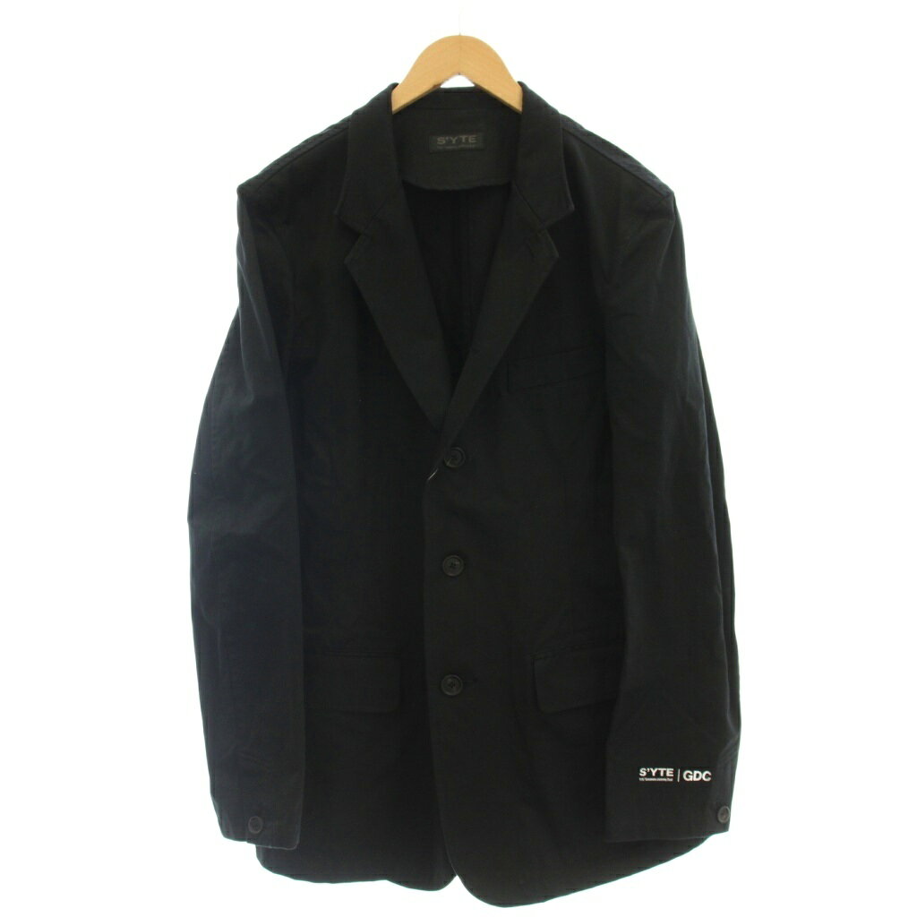 サイト s'yte ヨウジヤマモト GDC WEPON CLOTH LOGO-PRINTED 5 BUTTON TAILORED JACKE テーラードジャケット メタリックロゴ 4 黒 ブラック UX-J60-010 /☆G メンズ  260522