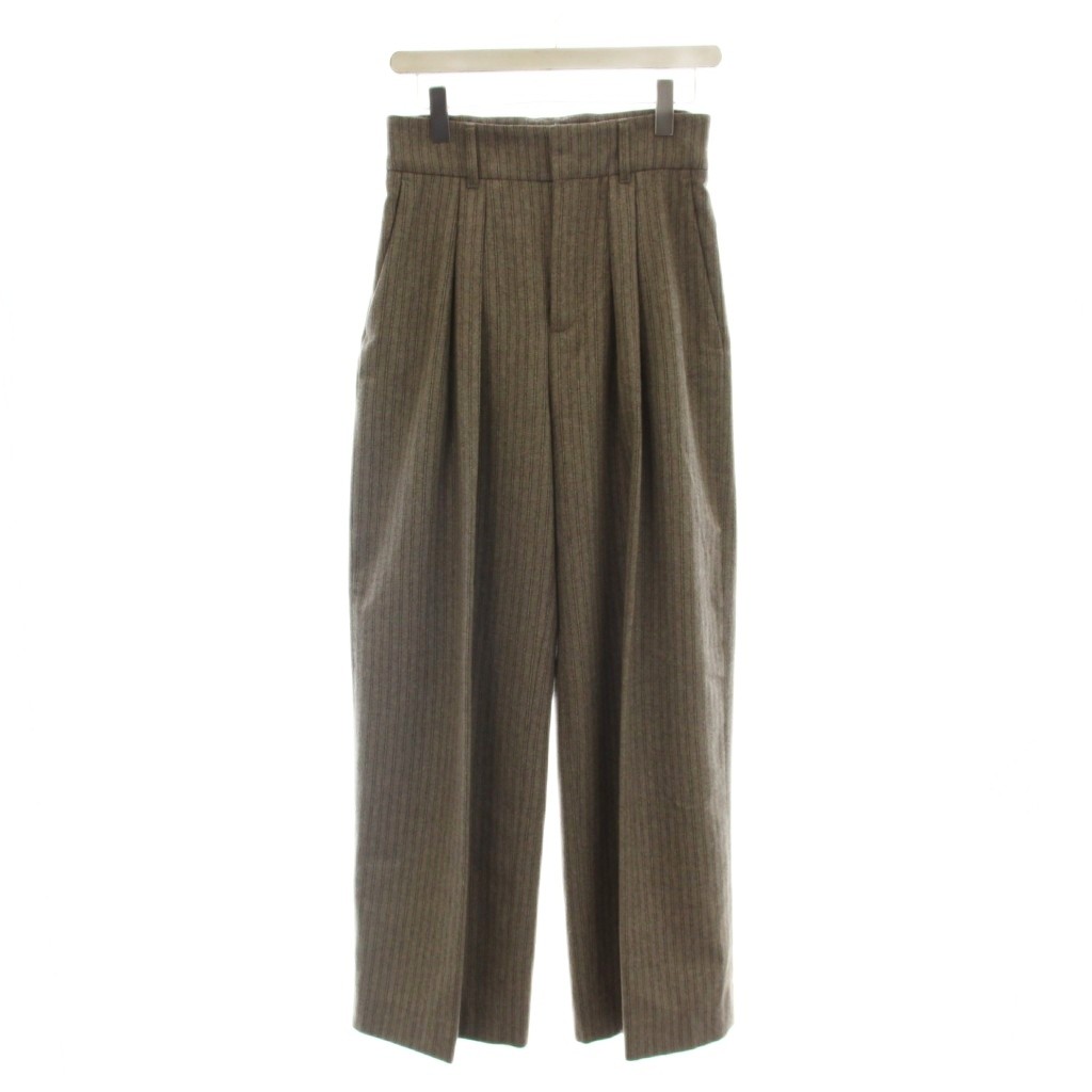 Rakuten - 【中古】ザラ ZARA パンツ XS ベージュ ストライプ柄 ワイド プリーツ /LP レディース 【ベクトル 古着】 260525