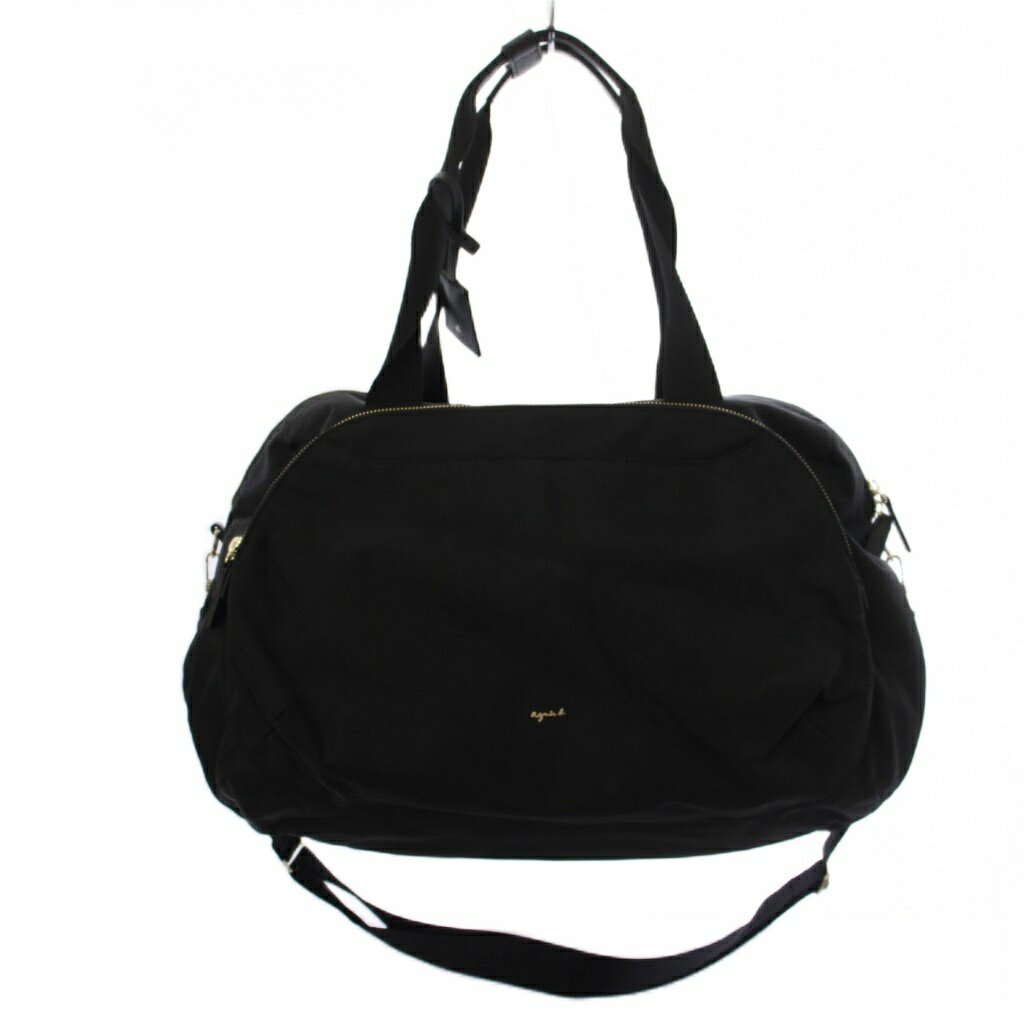 【中古】アニエスベー agnes b. ナイロンボストンバッグ ショルダーバッグ 2WAY ブラック FT03A-03 /BM レディース 【ベクトル 古着】 260526