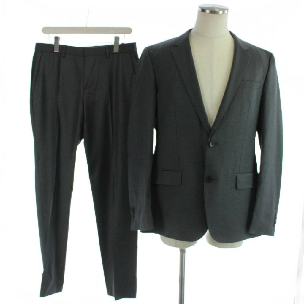 ヒューゴボス HUGO BOSS Create Your Look Stretch シングルスーツ セットアップ 上下 テーラードジャケット スラックスパンツ ウール UK48 グレー /YI24 メンズ  260525